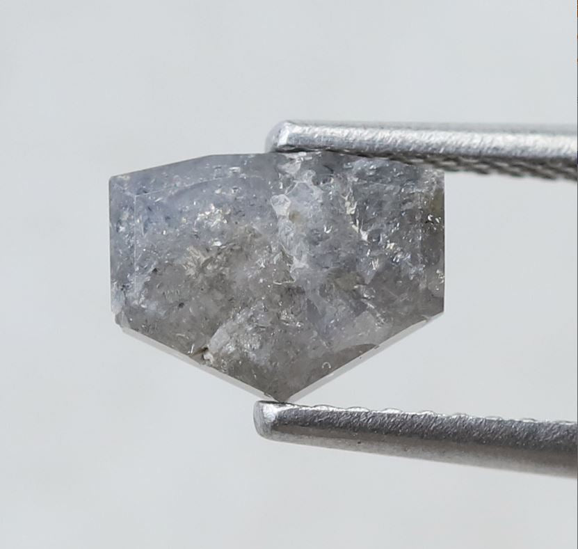 Natural Geometric cut 1.34 CT Ethical Diamond, 5.80 MM Gray Black Loose Salt and Pepper Conflict Free Diamond