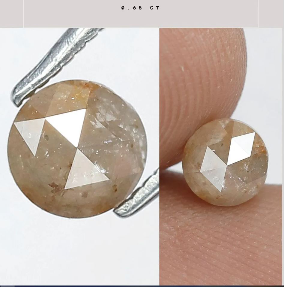 Orange Color Round Shape Natural Rustic Diamond 0.65 Carats