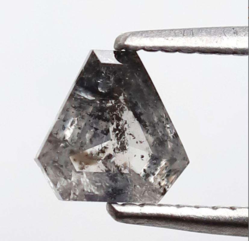0.60 CT Geometric cut Loose Diamond, Conflict Free Natural Gray Black Salt and Pepper Diamond