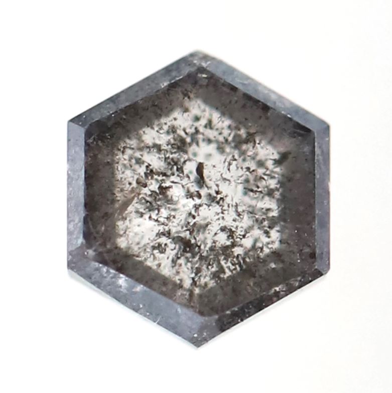 Hexagon Cut 0.48 Ct Salt and Pepper Diamond, Natural Gray Black Earth Mined Diamond, Loose Stone for Pendant Making