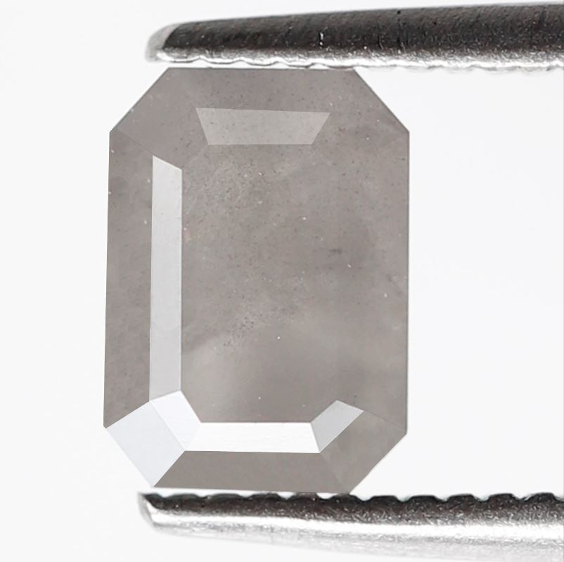 0.78 CT Natural Emerald cut Salt and Pepper Diamond, 6.90 x 4.90 mm Loose Grayish Earth Mined Diamond