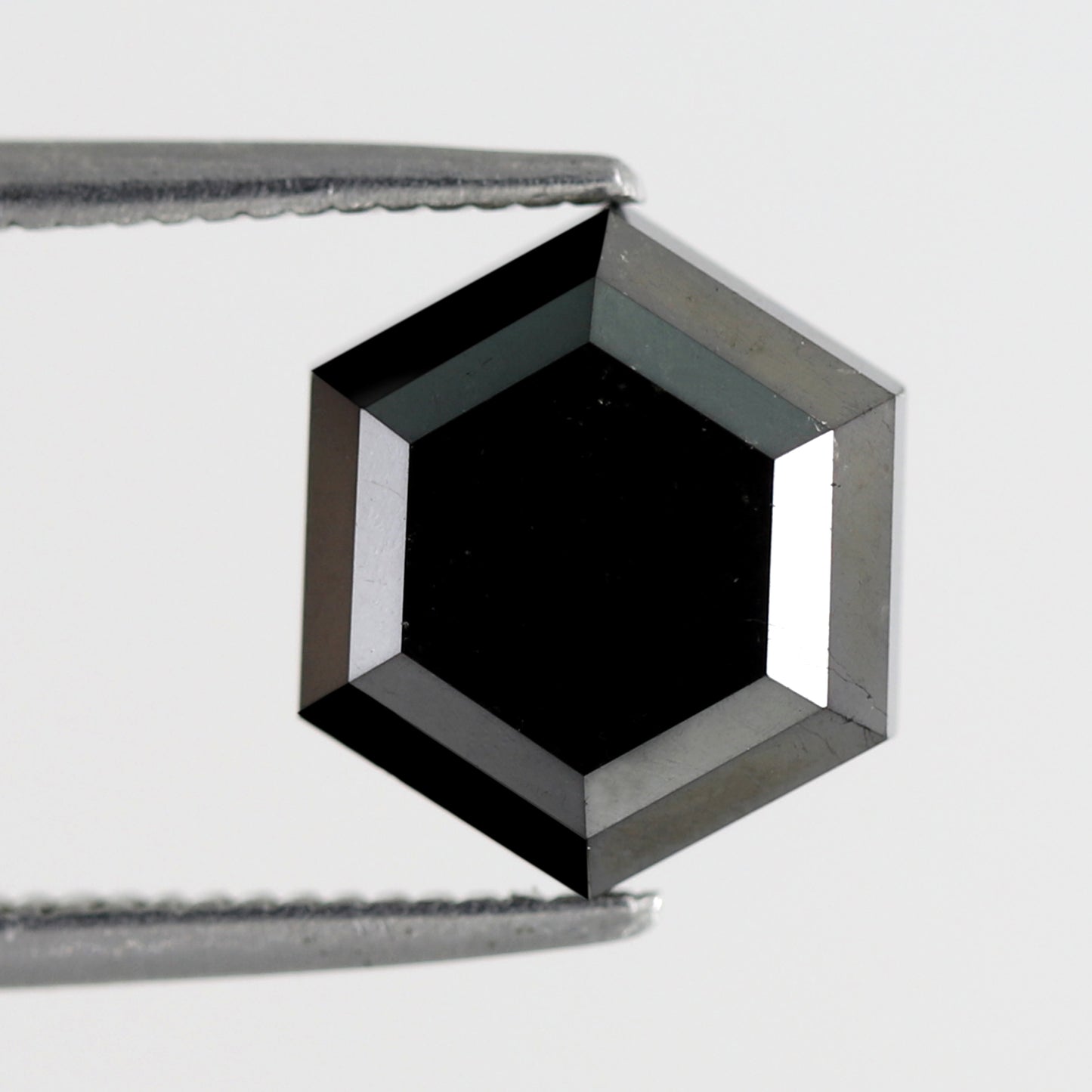 9.8 x 9.8 MM Perfect Hexagon Shaped 3.32 CT Heated Black Half Step Cut Flat Back AAA Quality Natural Loose Ethically Sourced Diamond