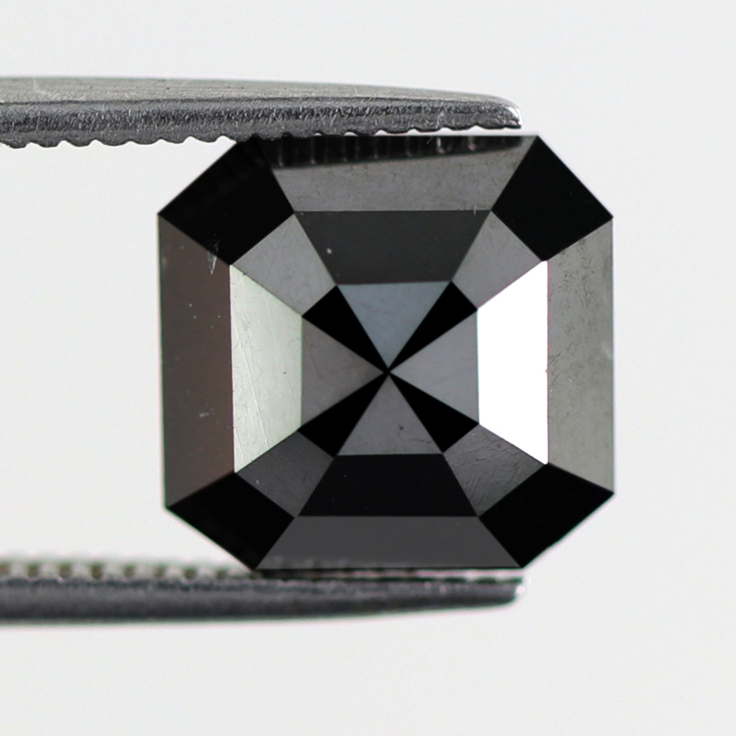 Asscher Cut 3.12 CT Black Diamond, Natural Treated 9.20 mm Loose Diamond for Wedding Ring, Unique Bold Engagement Stone