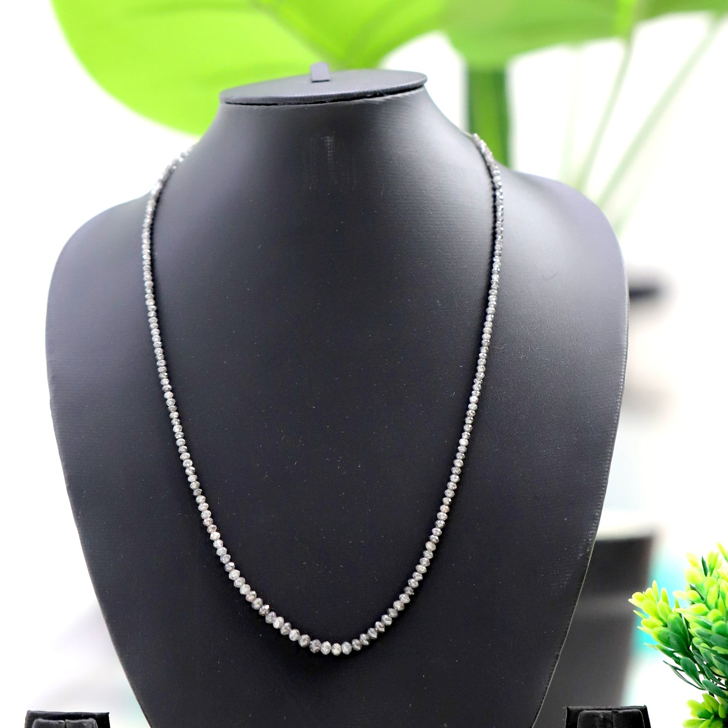 3 MM to 4.8 MM Natural Diamond Beads 45 CT 17.6 Inch Natural Grey Black Color Diamond Salt and Pepper Diamond Beads Custom Made Necklace