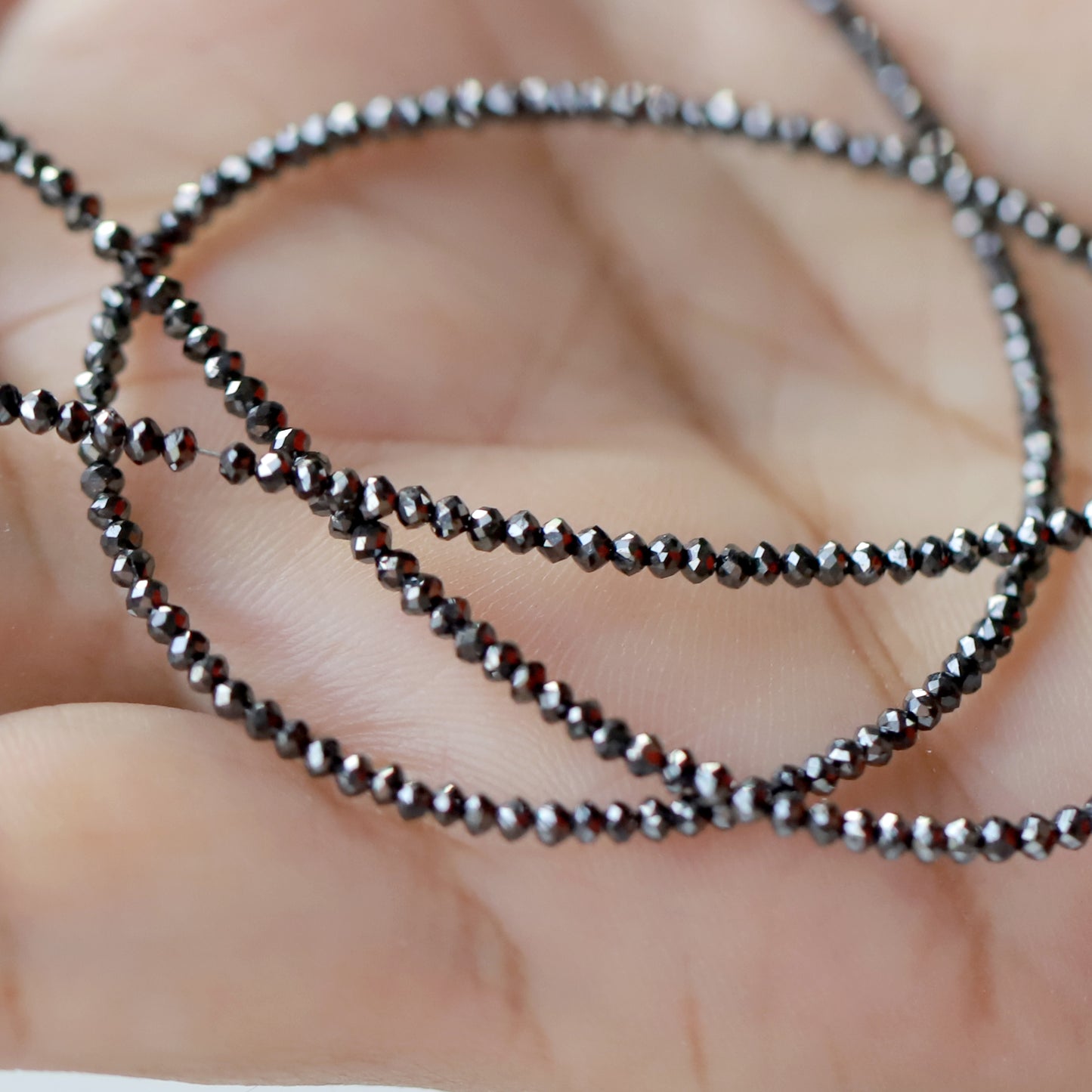2 MM Size Rondelle Full Cut Diamond Beads 16.55 CT Natural Loose Treated Black Color Diamond Beads Black Diamond Beads Wedding Jewelry