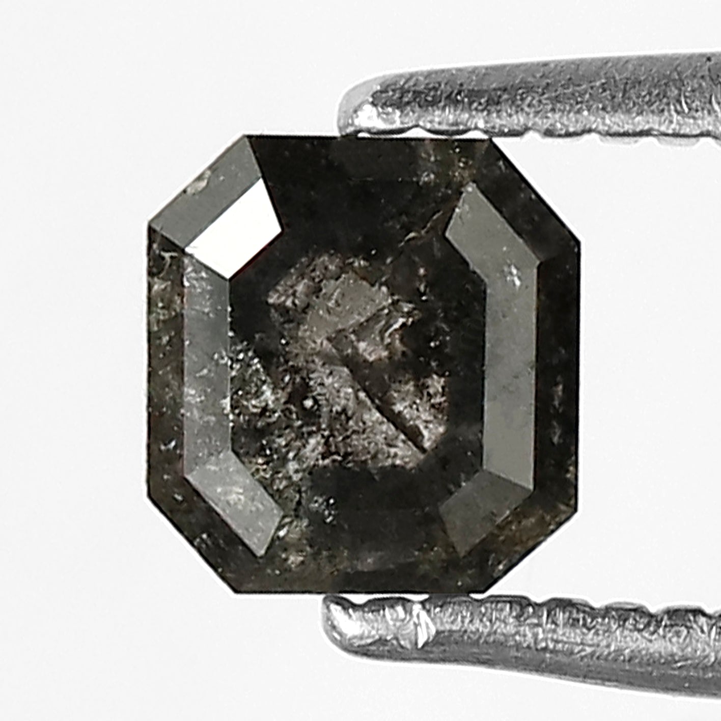 0.83 ct 5.1 mm X 4.8 mm Natural Emerald Diamond Sat and Pepper grey Emerald cut Diamond Perfect for Emerald Diamond Ring