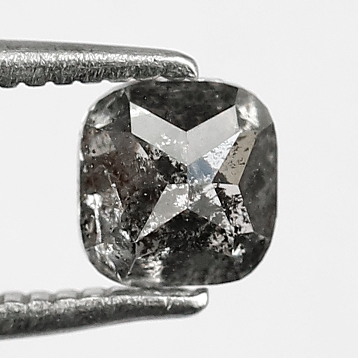 0.70 ct salt and pepper diamond square cushion Cut brilliant cut antique grey color diamond for alternative engagement ring