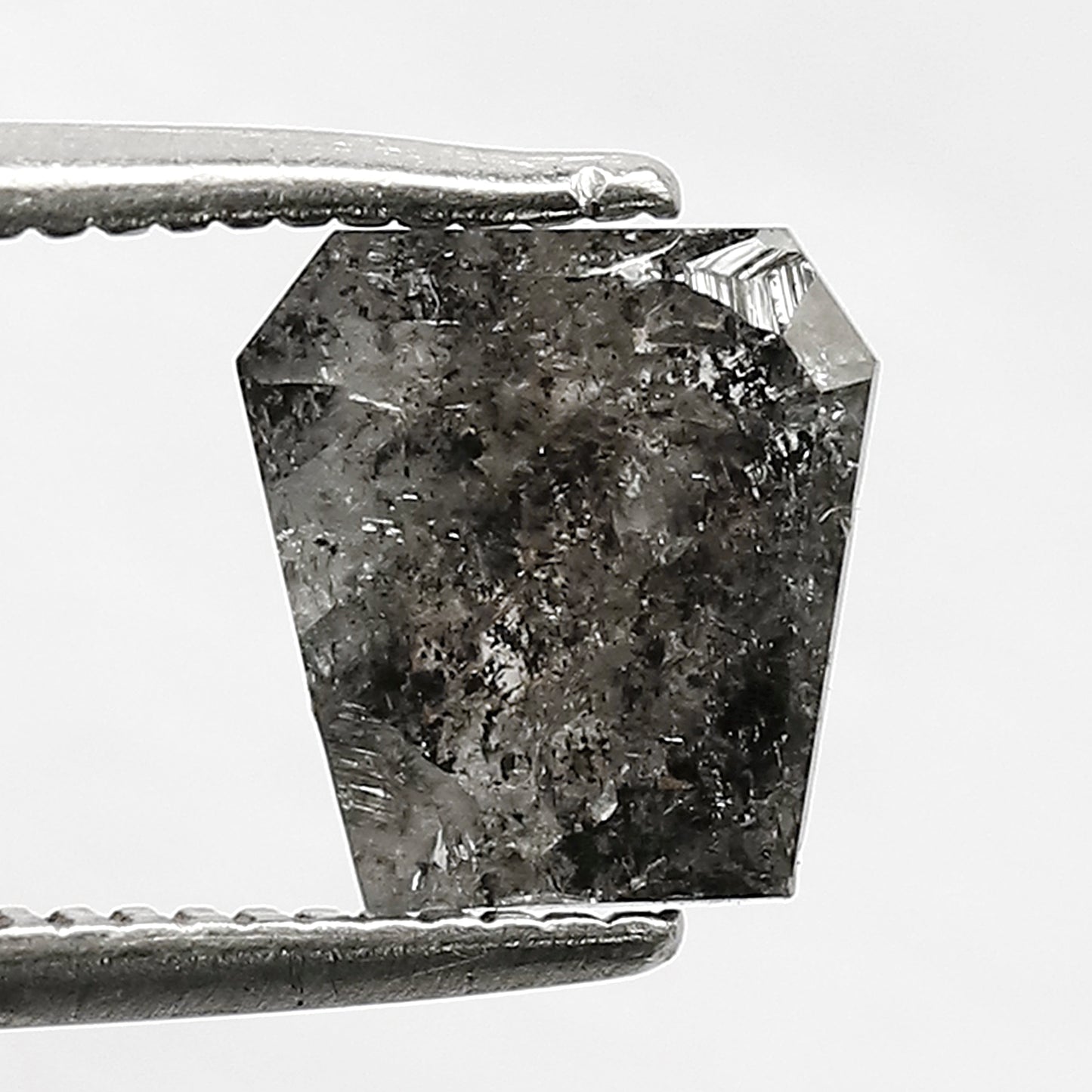 0.99 ct salt and pepper modified cut geometric shape antique king shape pentagon diamond , Natural shield cut diamond for statement jewelry