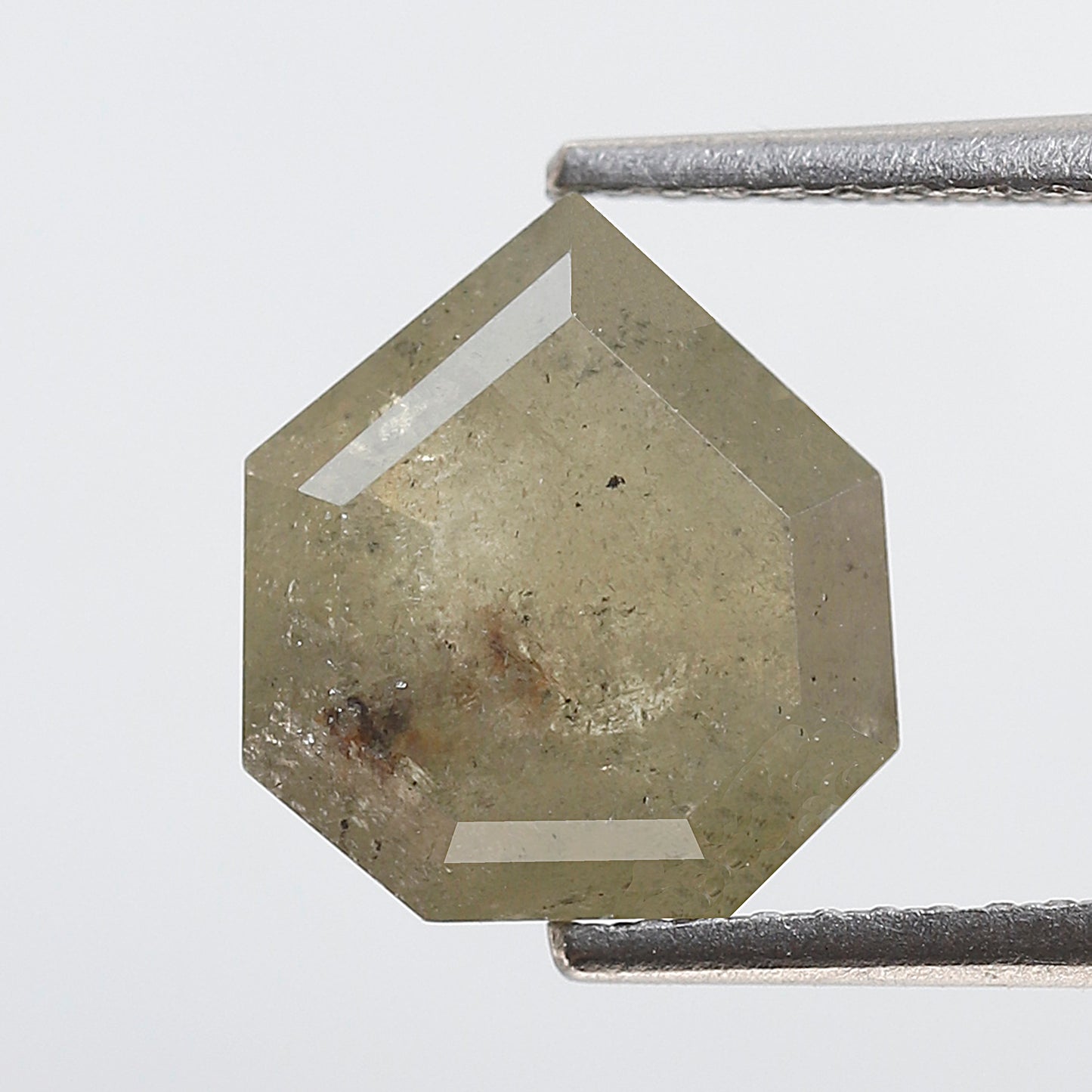 2.68 CT Geometric cut Salt and Pepper Earth Mined Diamond, Natural 10 x 9 mm Greenish Gray Loose Diamond For Custom Pendant and Ring