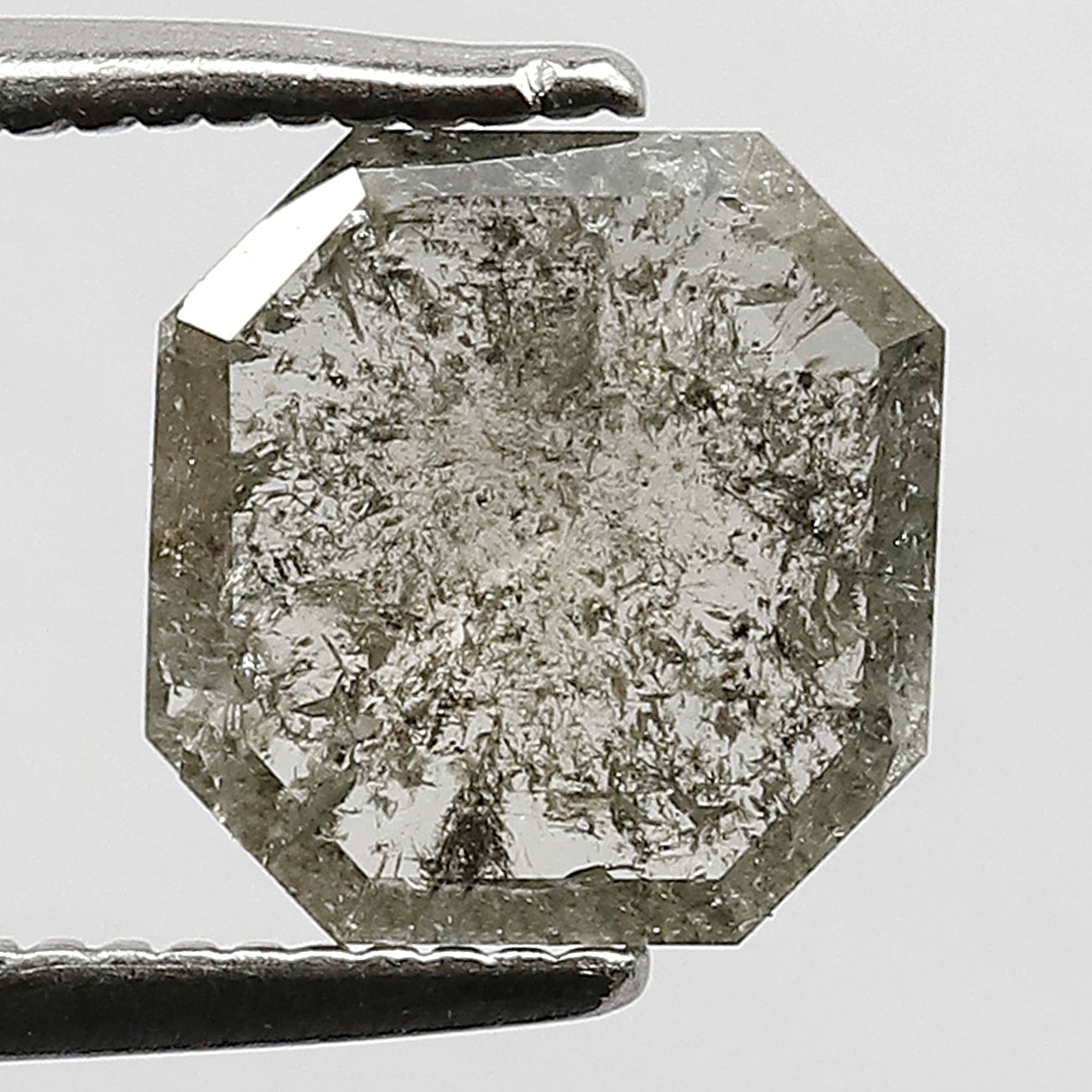 1.27 CT 7 MM Emerald Cut Loose Salt and Pepper Diamond Blackish Grey Color suitable for Wedding Jewelry