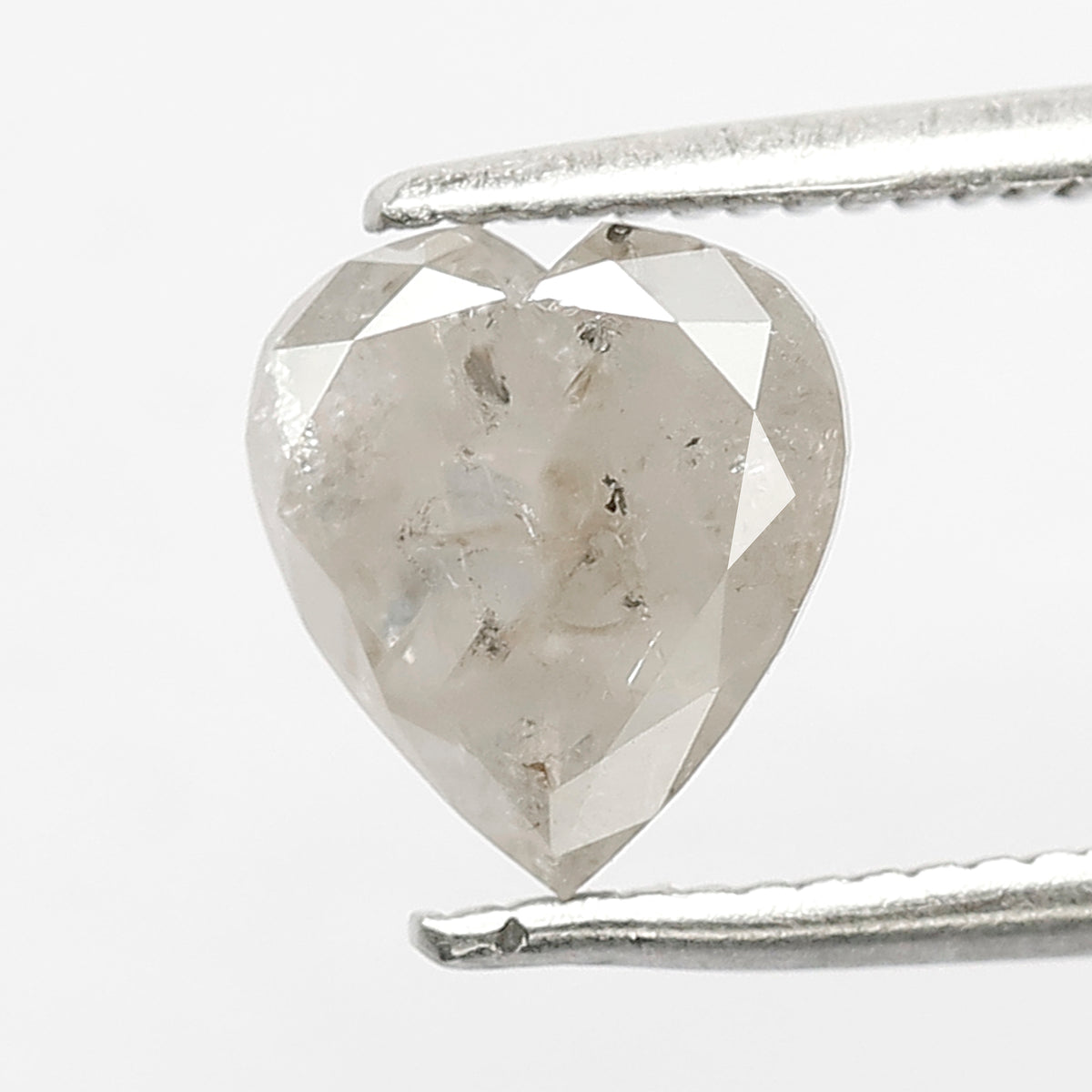 1.11 CT Heart Shape Salt and Pepper Diamond 7.60 MM misty Grey Color Loose Natural Diamond For Wedding Ring