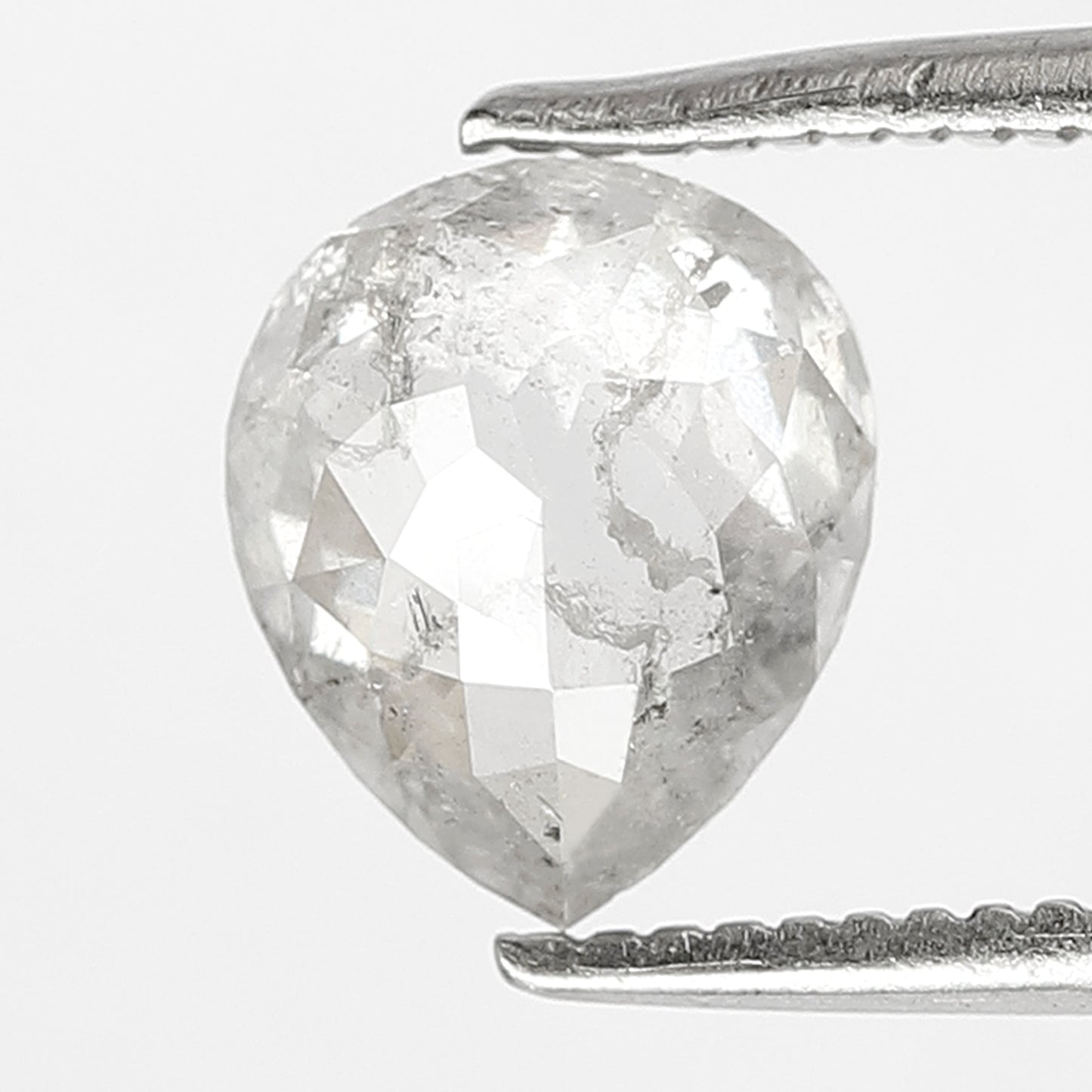 1.38 CT Fancy Icy White Color Salt and Pepper Diamond 7 mm Pear shape for Engagement Ring