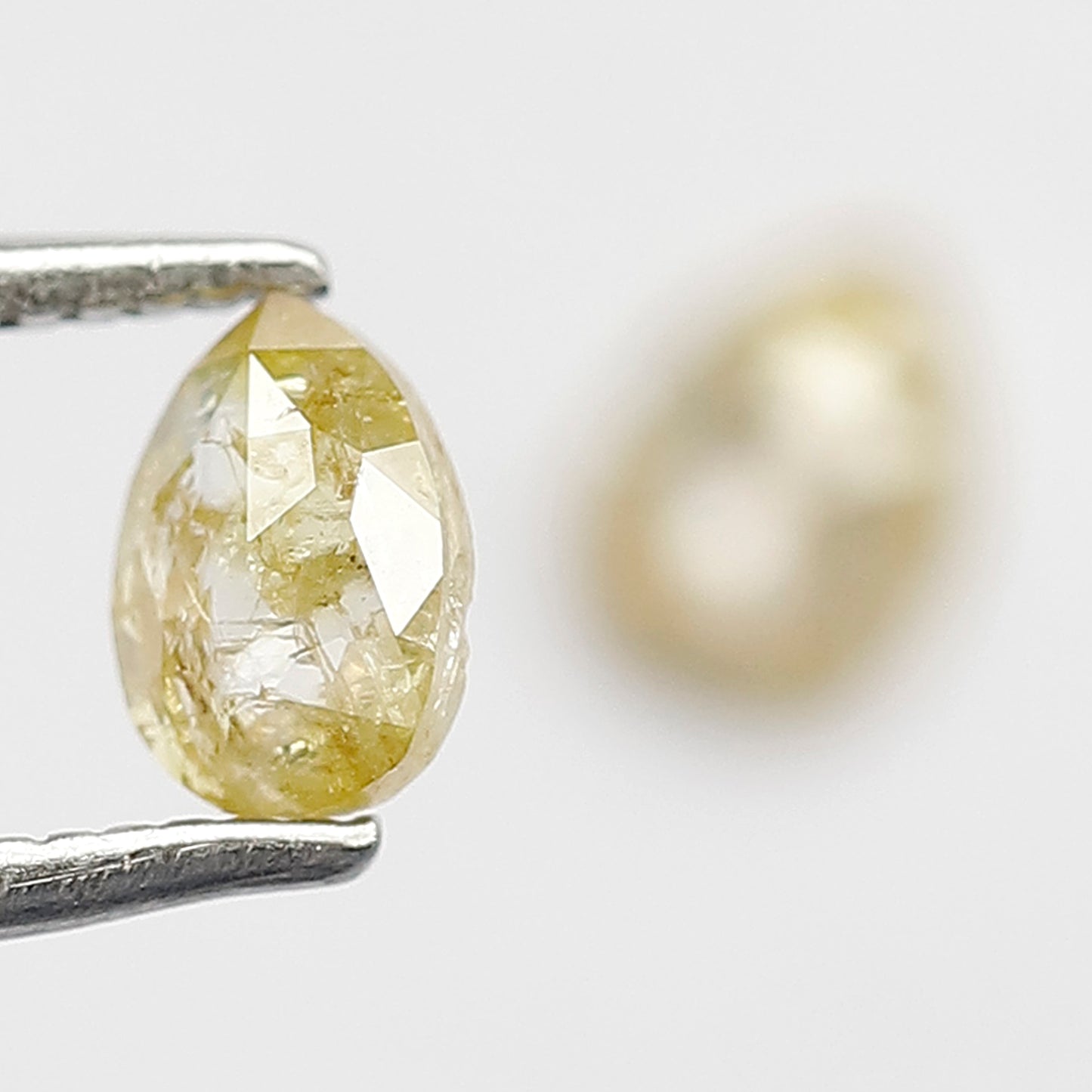 0.68 CT Pair Of Pear Shape Rustic Diamonds, Natural Yellow Translucent Loose Diamonds For Bridal Jewelry