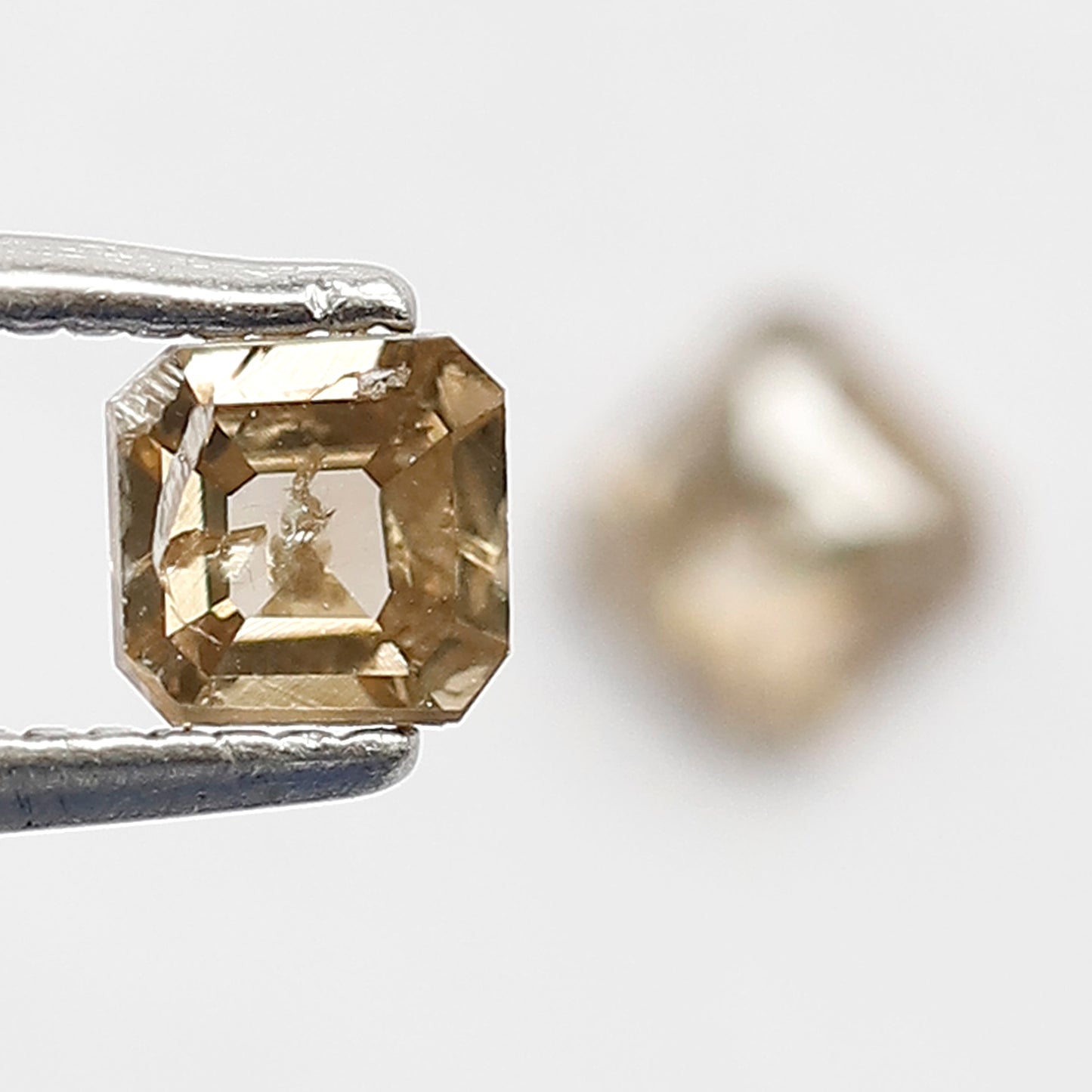 0.53 CT Pair Of Radiant Loose Diamonds, 4.00 MM Natural Champagne Rustic Diamonds For Earrings
