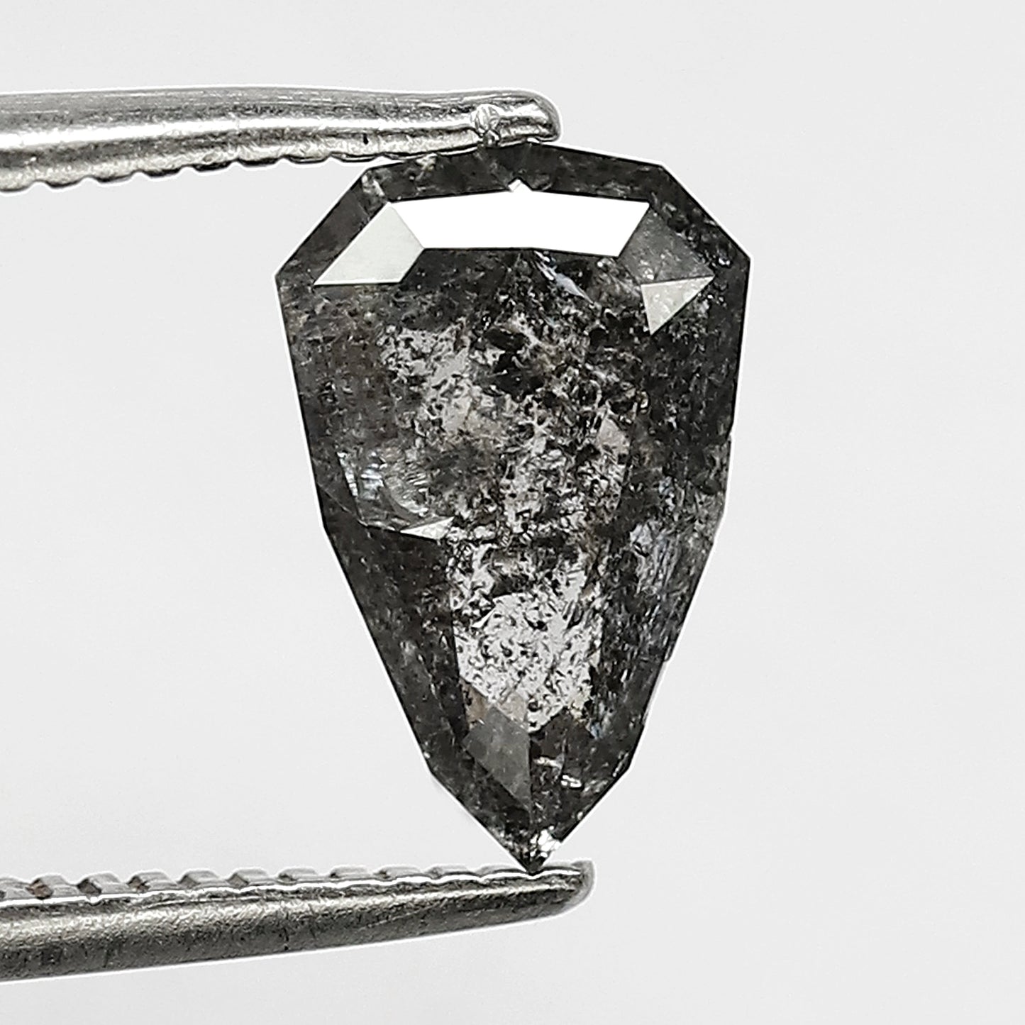 1.48 CT Geometric Cut Salt And Pepper Loose Diamond Faceted For Antique Handcrafts