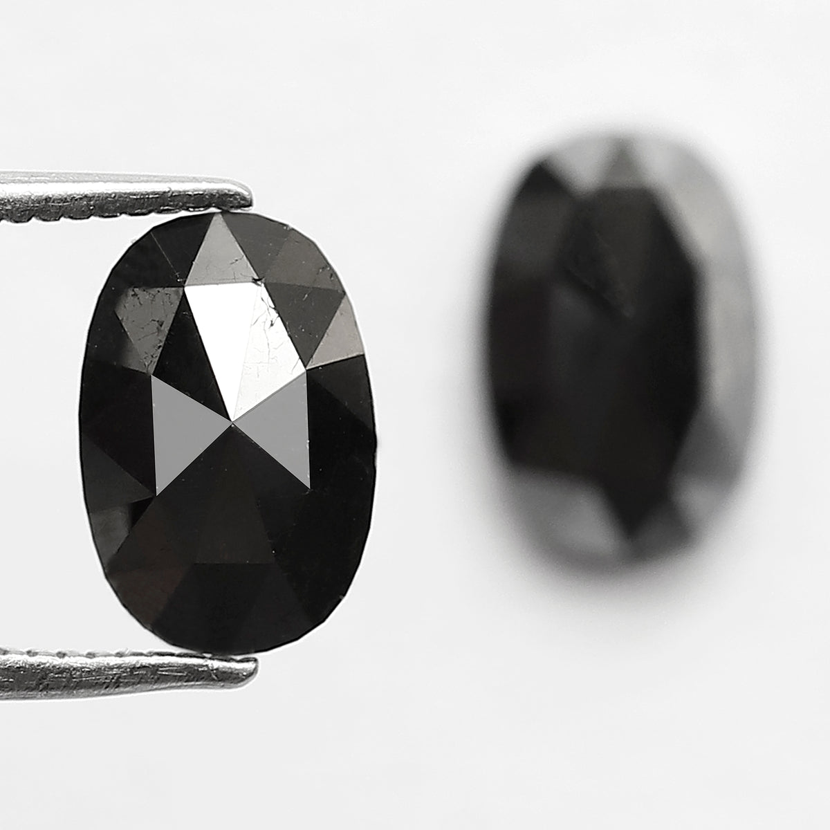 3.19 CT Pair Of Oval Shape Diamonds, 9.40 MM Natural Treated Black Loose Diamonds For Bridal Earrings