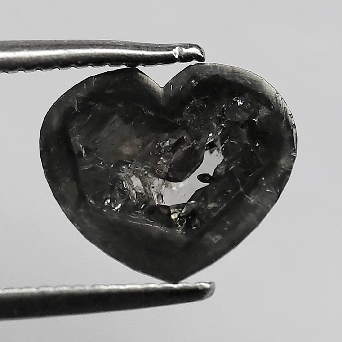 1.85 CT 8 MM Heart Shaped Blackish Color Salt and Pepper engagement ring For Bridal