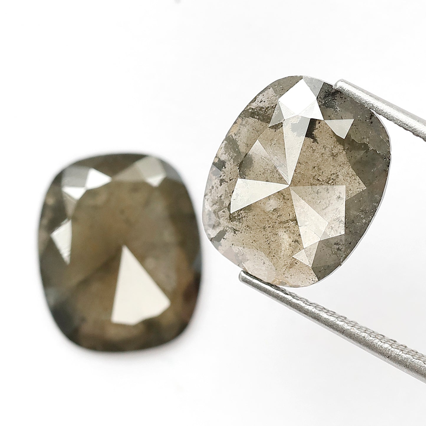 8.70 CT Oval Shape 2 Pieces Salt and Pepper Diamond Greenish Color For Pair Of Eaarrings