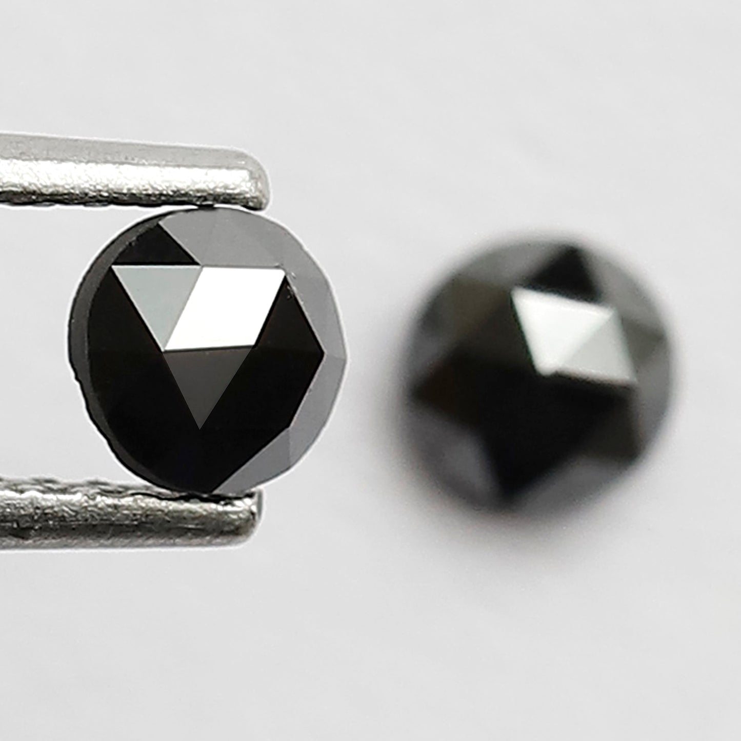 0.62 CT Pair Of Round Black Diamonds, 4 x 4 MM Natural Treated Loose Diamond For Earrings and Jewelry