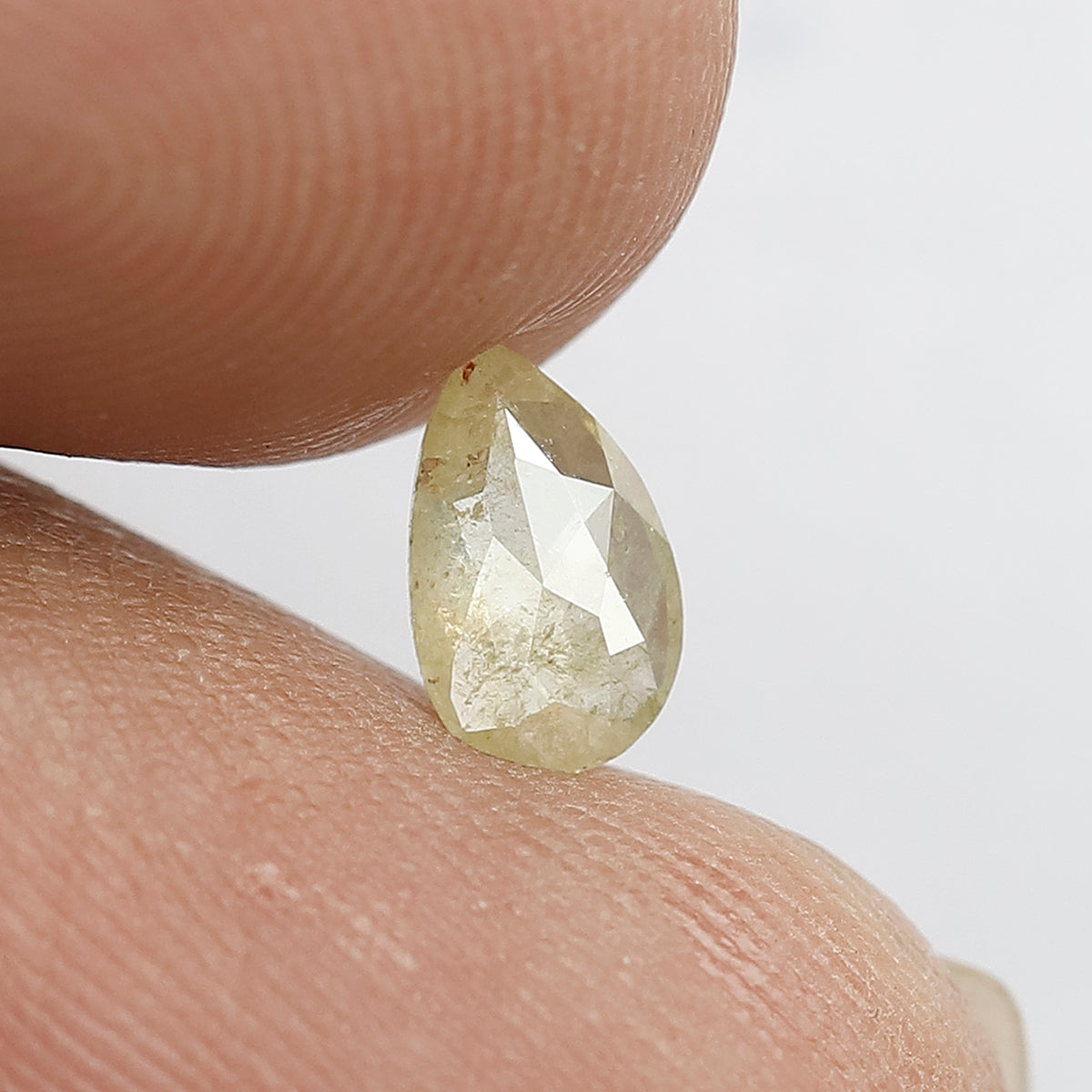 0.46 Ct Pear Rustic Diamond | 6.90 mm Natural Light Green Conflict Free Loose for Engagement Ring