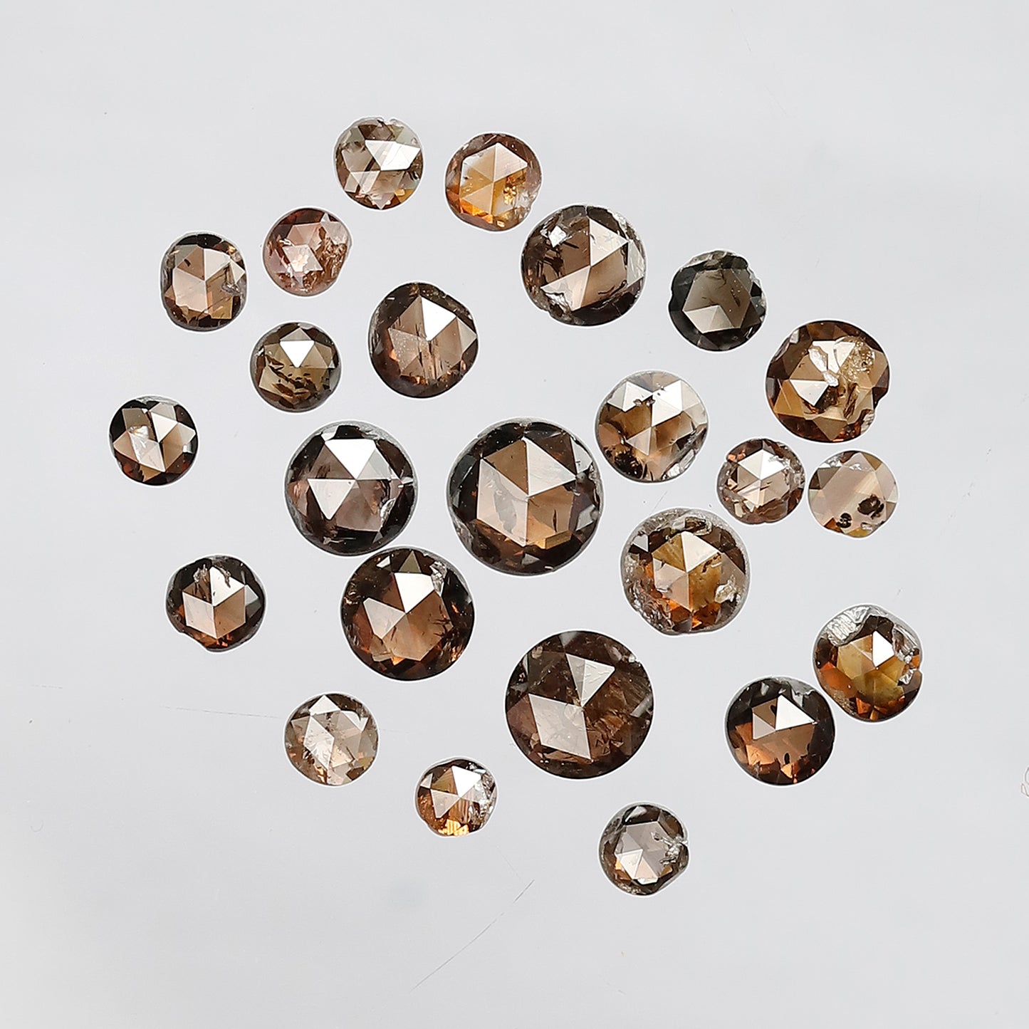 4.25 Ct Round Rose Cut Diamond Lot | 24 Pcs Reddish Champagne Natural Diamonds for Bracelet