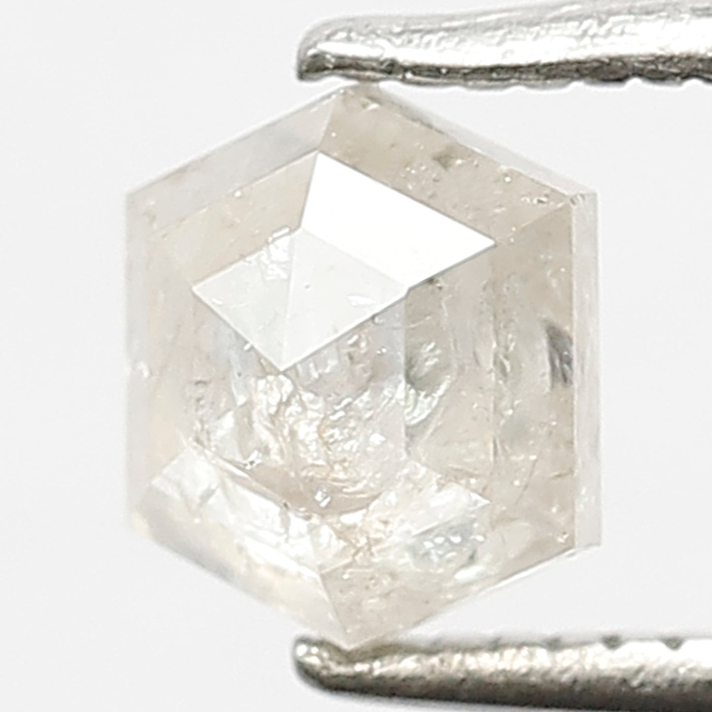 0.94 CT Domed Top White color Loose Salt and Pepper Hexagon Shape Polished Conflict Free Diamond ideal for making Custom Made Diamond Ring