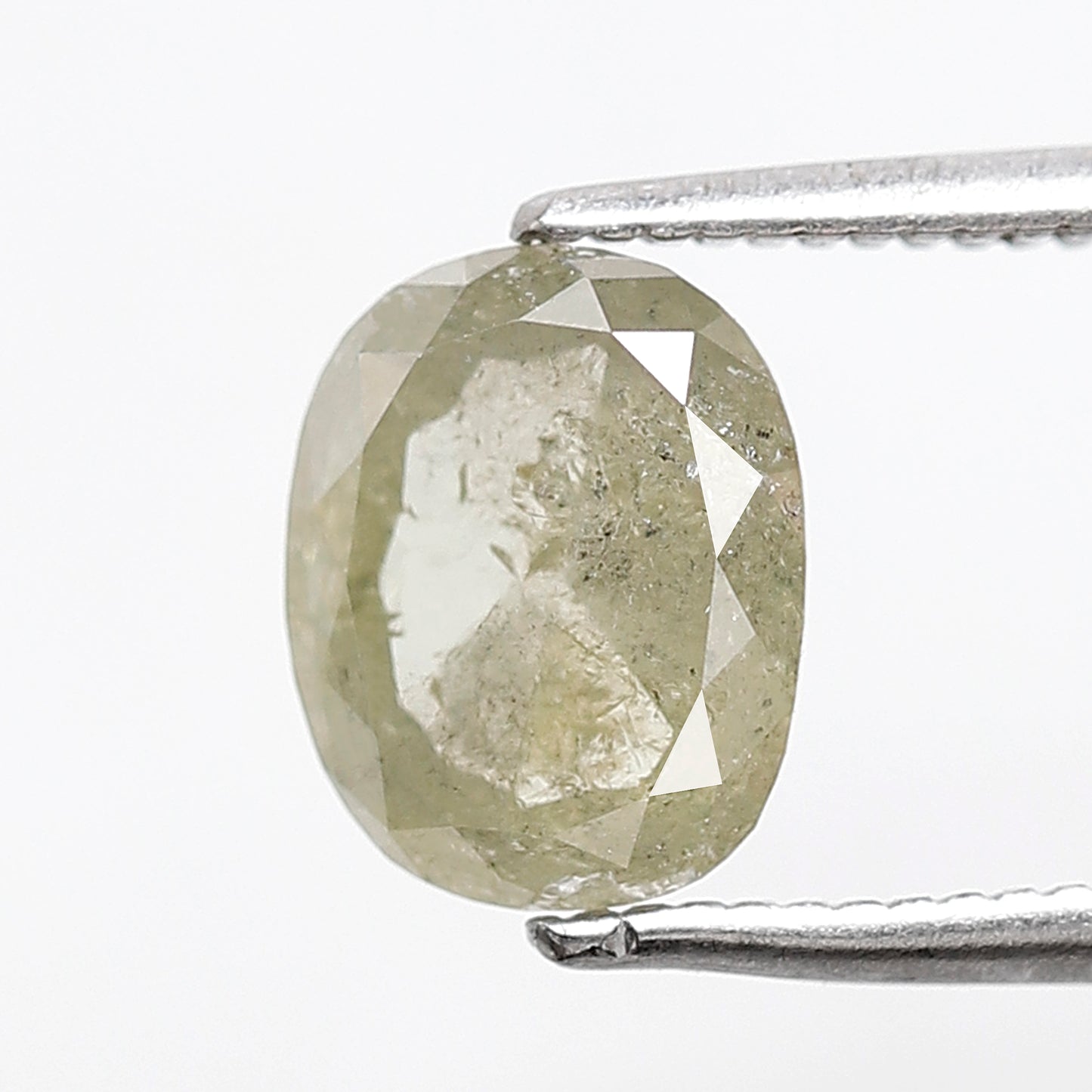 1.70 CT 8 MM Oval Shape Rustic Diamond Translucent Green Color Natural Loose Diamond For Anniversary Gift