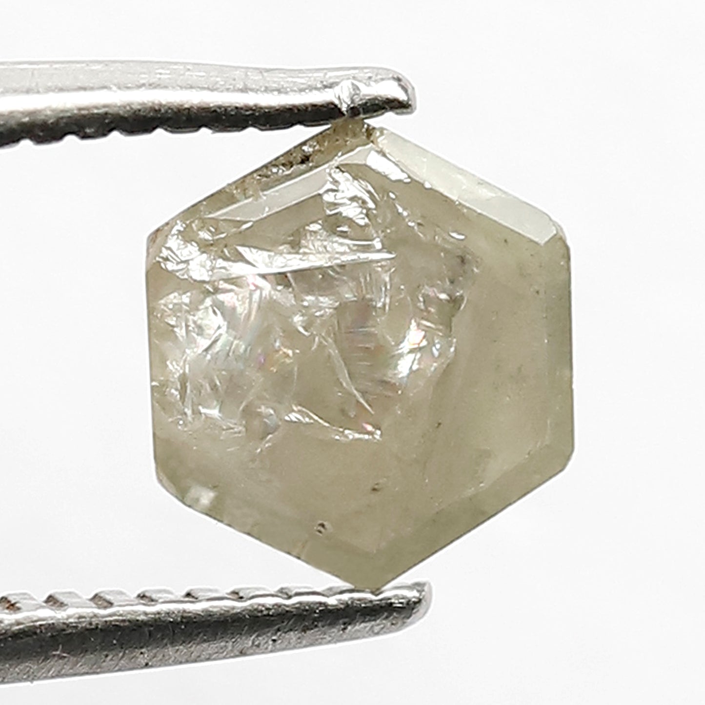 Hexagon Shape 0.82 CT loose natural Greenish grey salt and pepper diamond ring