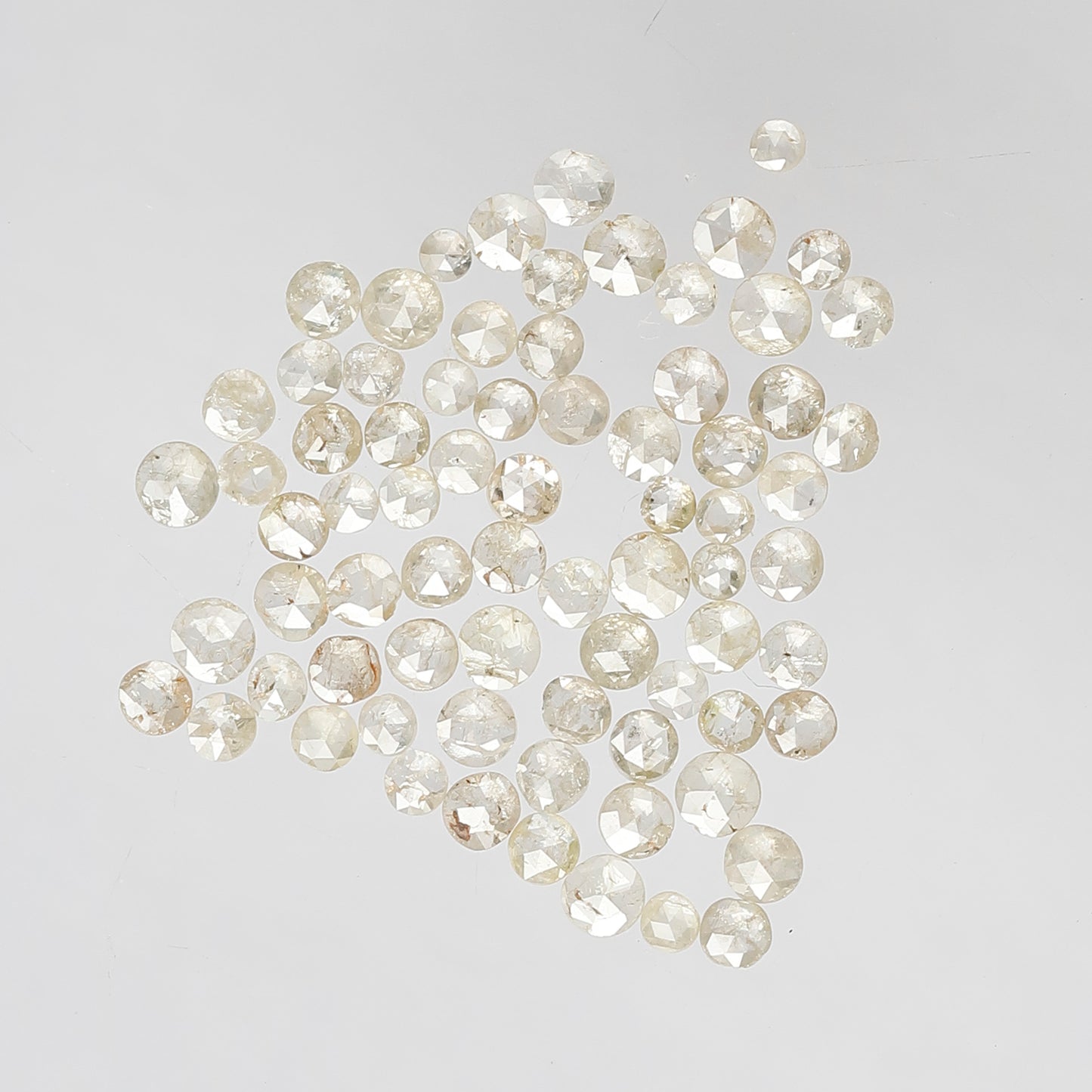 2.57 Ct 74 Pcs Round Rose Cut Light Yellow Diamonds | Natural Loose Diamond Lot