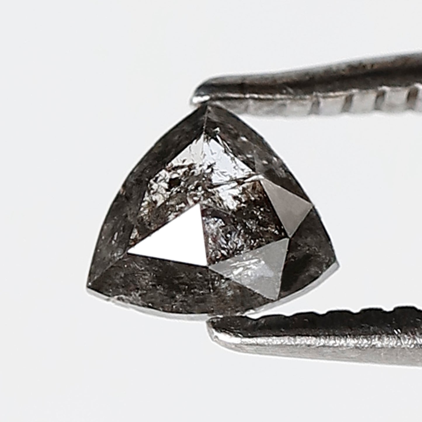 0.38 CT 4 MM Triangle Shape Salt And Pepper Diamond Gray Black Color Natural Loose Diamond