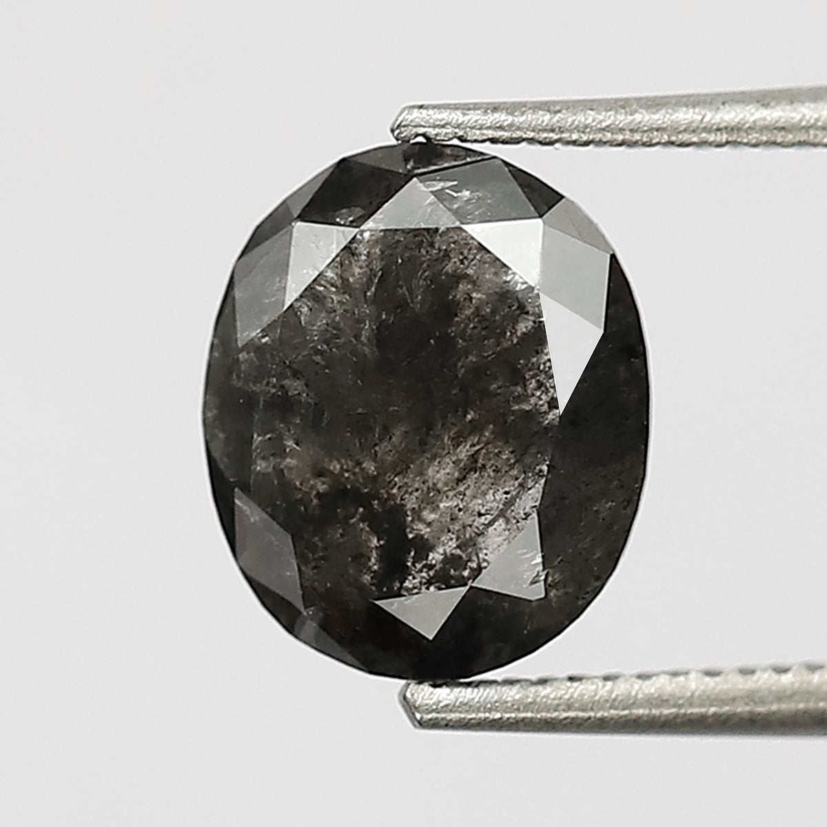 1.39 CT oval Shape Salt and Pepper Diamond 7.60 MM black grey Color Loose Natural Diamond For Wedding Ring