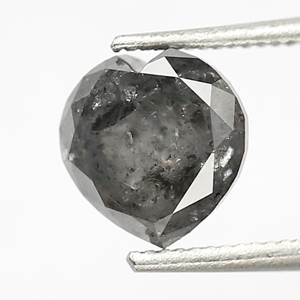 1.37 CT heart Shape Salt and Pepper Diamond 6.50 MM black grey Color Loose Natural Diamond For Wedding Ring