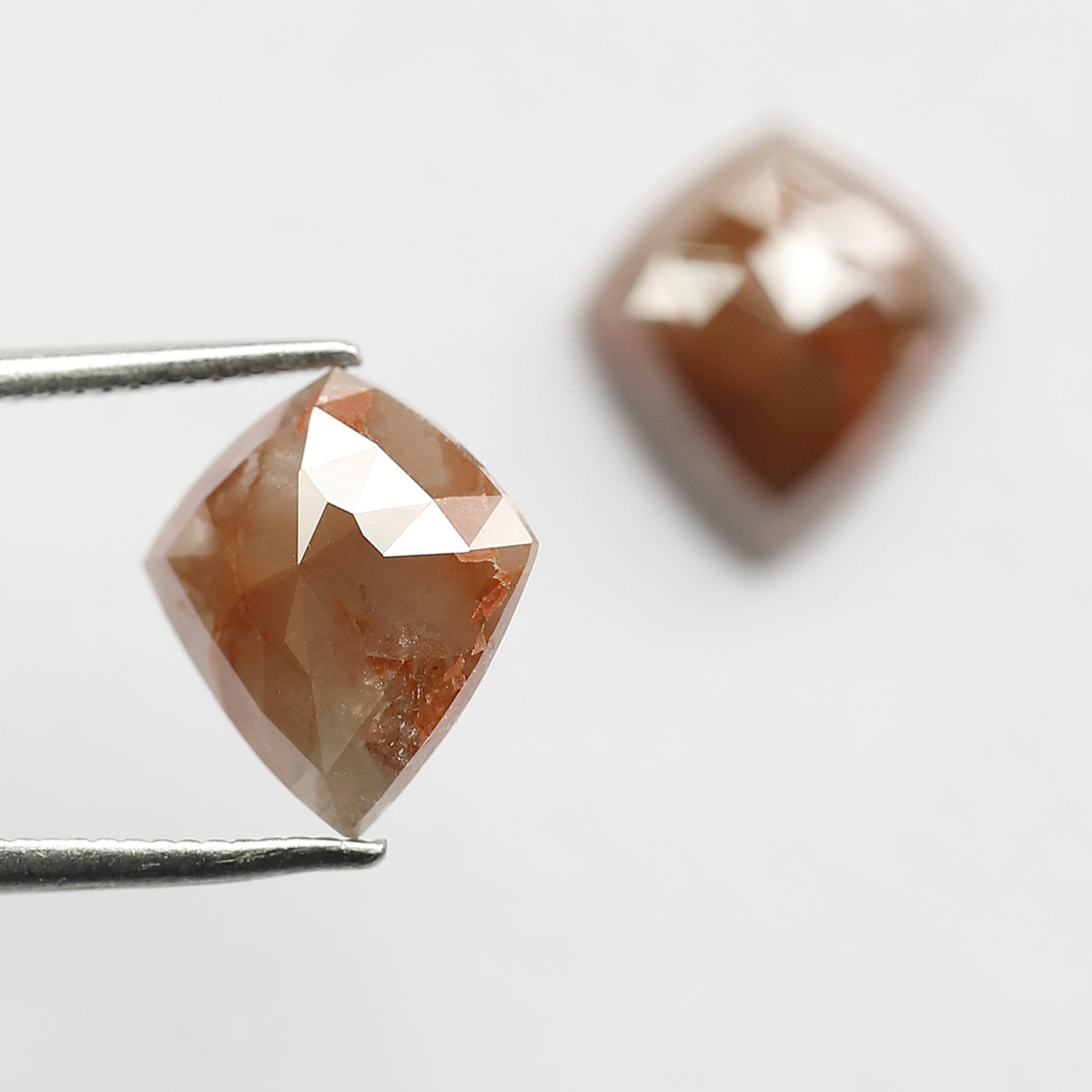 4.57 CT Pair Of Modified cut Diamonds, 11 MM Natural Reddish Gray Color Earth Mined Rustic Diamonds