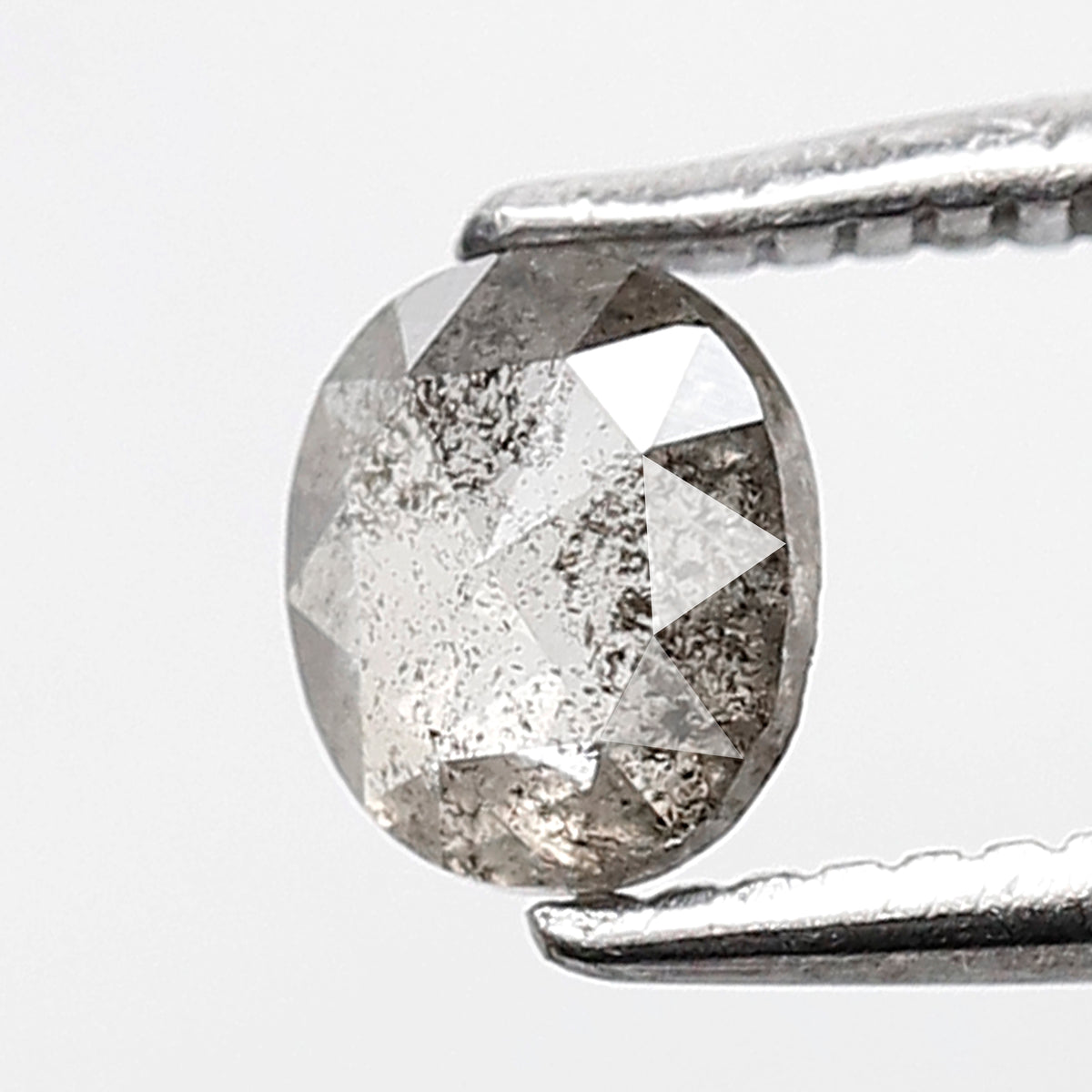 0.43 CT 5 MM Oval Salt and Pepper Diamond Natural Loose Oval Cut Gray Black Color Diamond