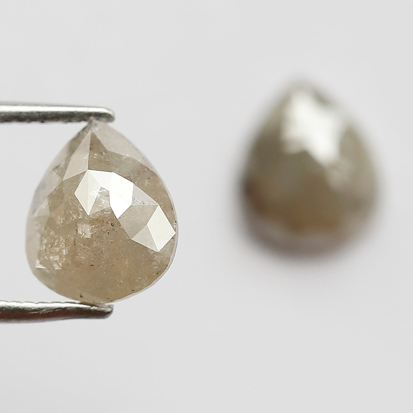 Pear Shape Pair 2.90 Ct Natural Grayish Yellow Rustic Diamonds | Loose Wedding Jewelry Stones
