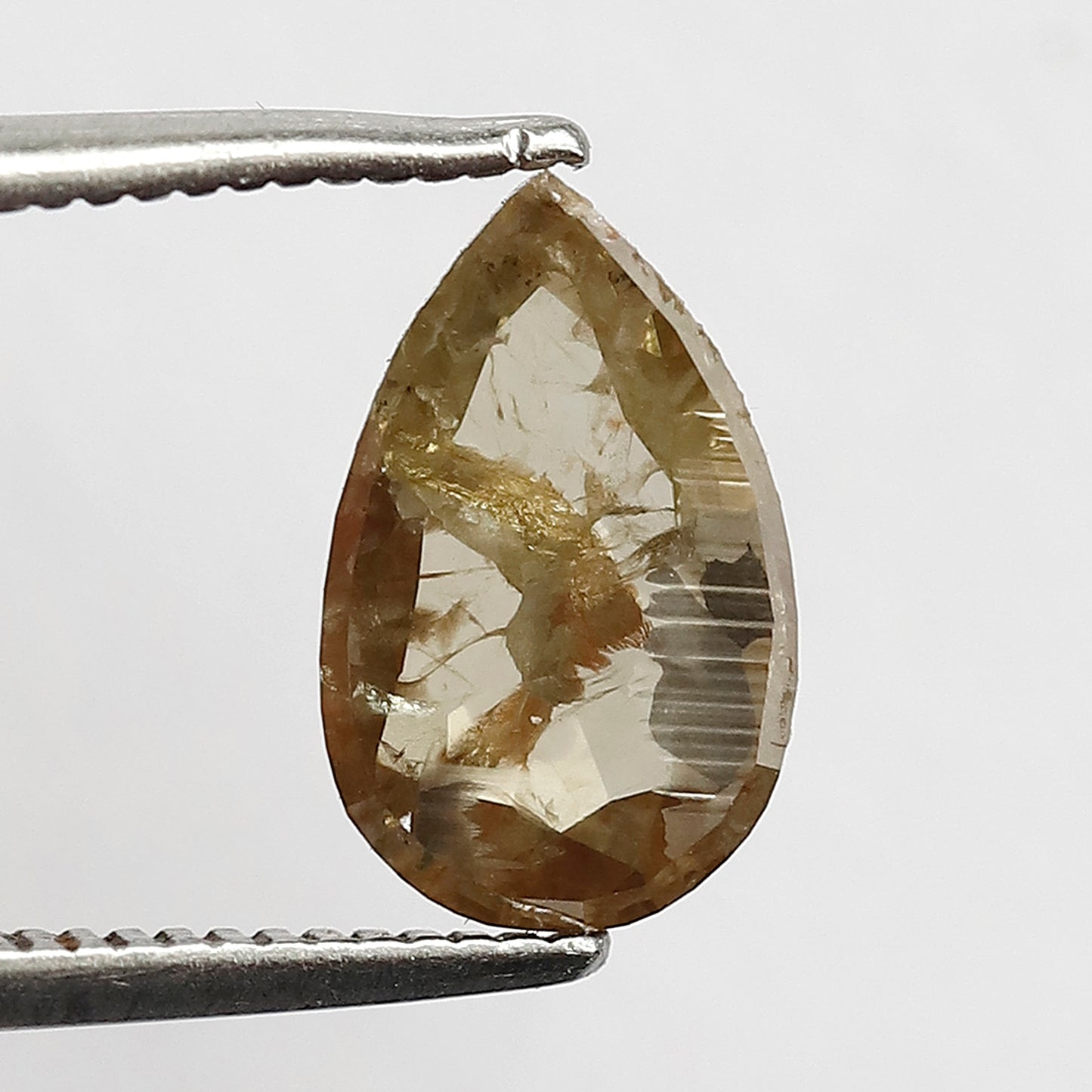 1.68 CT salt and pepper pear shape Green loose diamond engagement ring