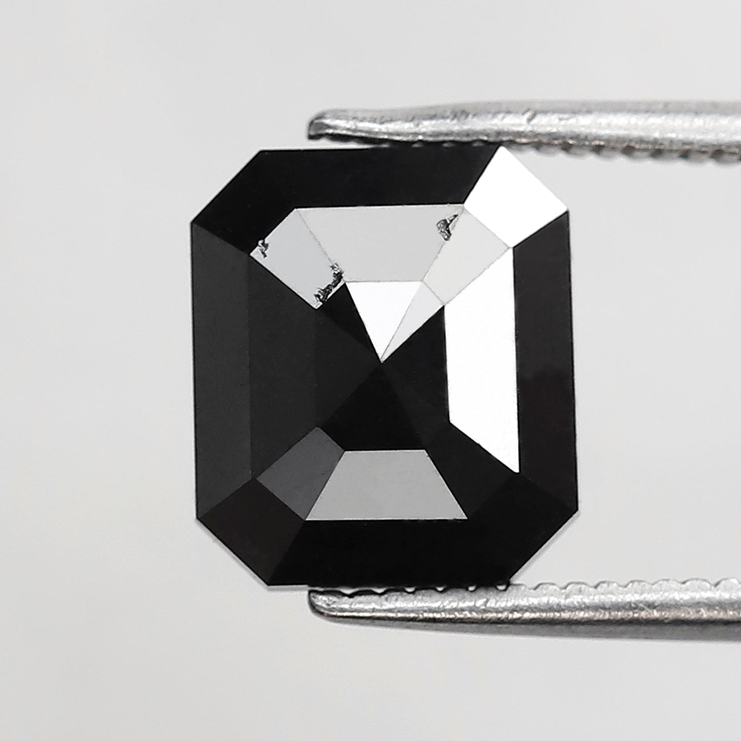 3.27 CT Natural Treated Black Diamond, Emerald Shape Loose Diamond for Engagement Jewelry