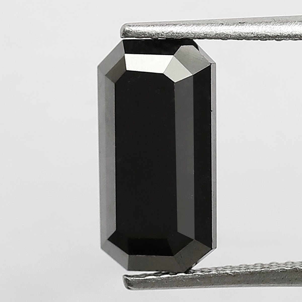 3.21 Carat Black Diamond, 12.10mm Emerald Cut, Heated Jet Black