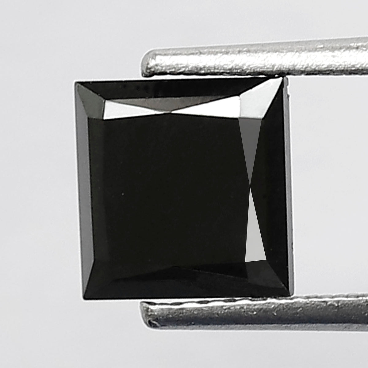 1.45 Carat Princess Cut Black Diamond, Heated Jet Black, 6.50mm