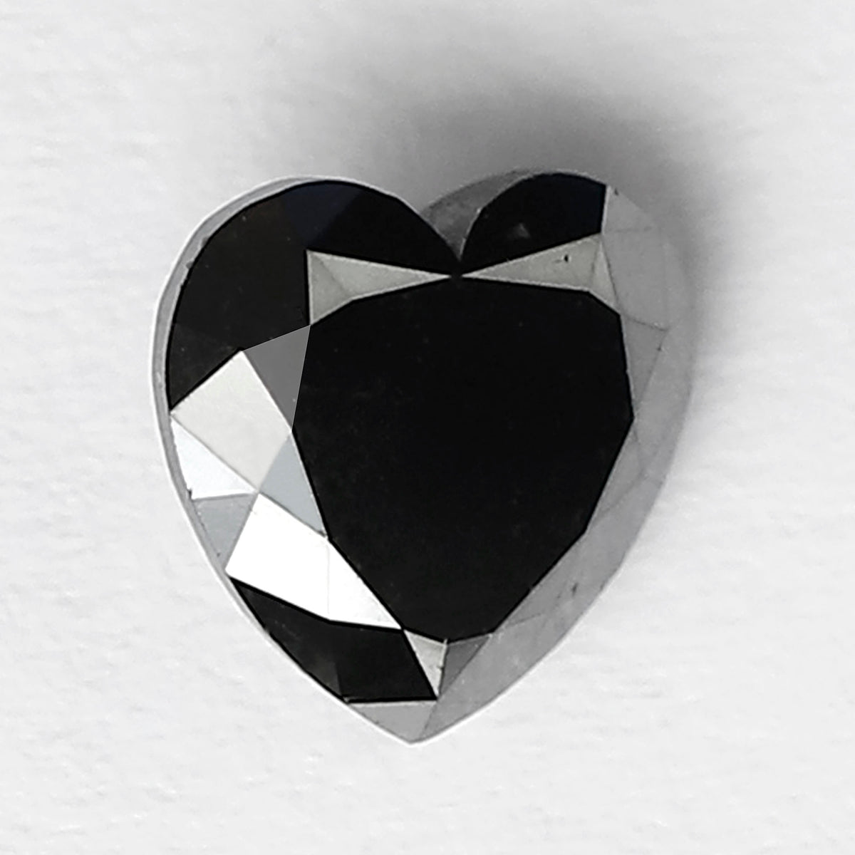 2.08 Carat Heart Cut Black Diamond, Full Faceted, Heated Jet Black