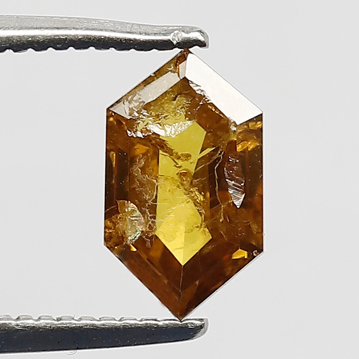0.84 CT Hexagon Loose Diamond 8.5 MM Natural Yellow Rustic Diamond For Pendant