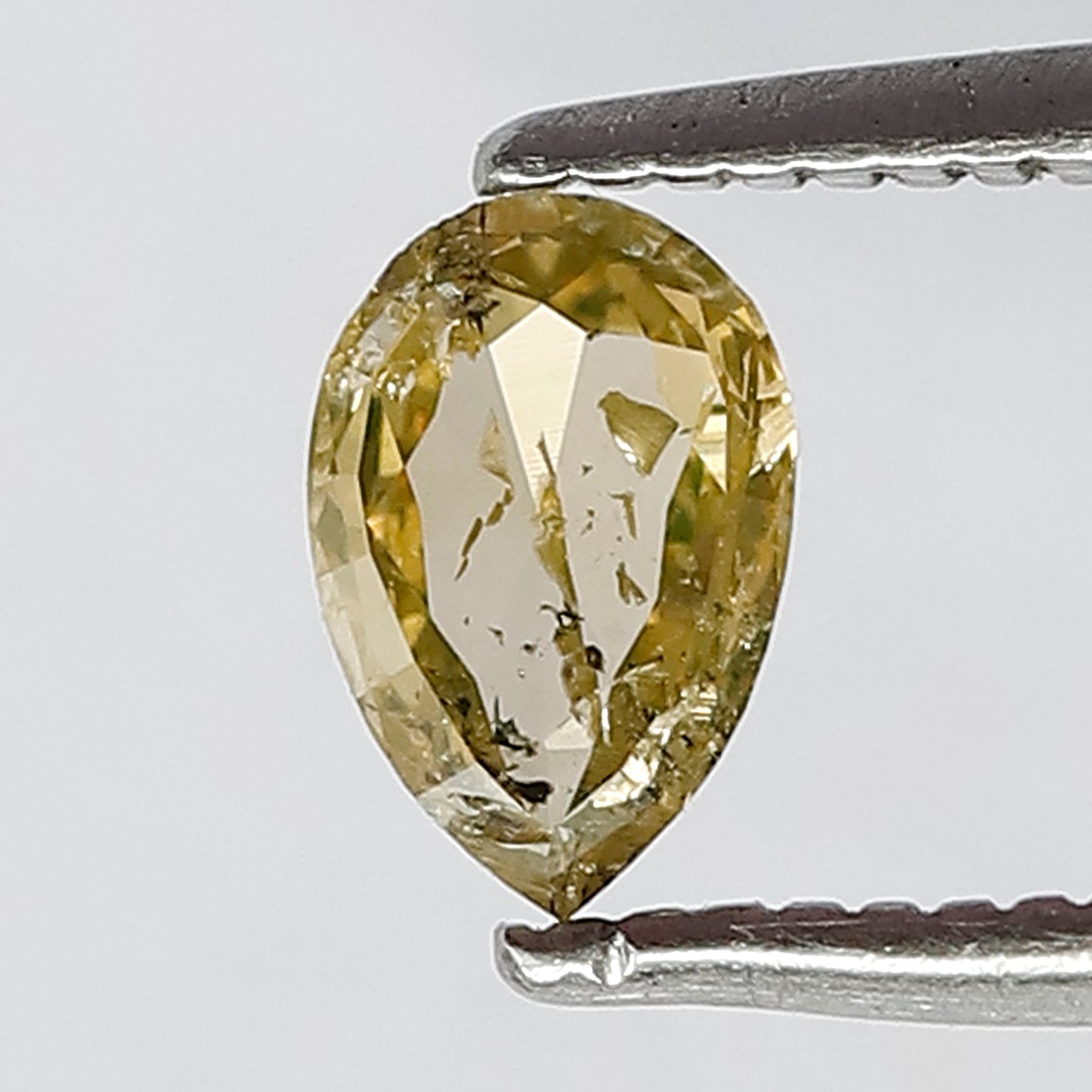 0.41 CT Charming Yellow Greenish Pear Cut Salt and Pepper Natural Loose Diamond