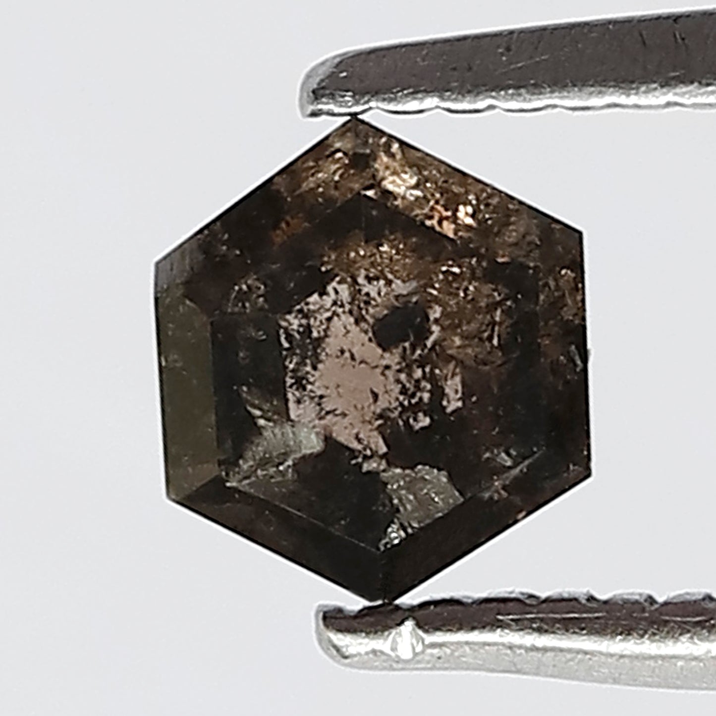 0.48 CT 5.2 MM Champagne Hexagon Shape Salt and Pepper Loose Natural Diamond for Pendants