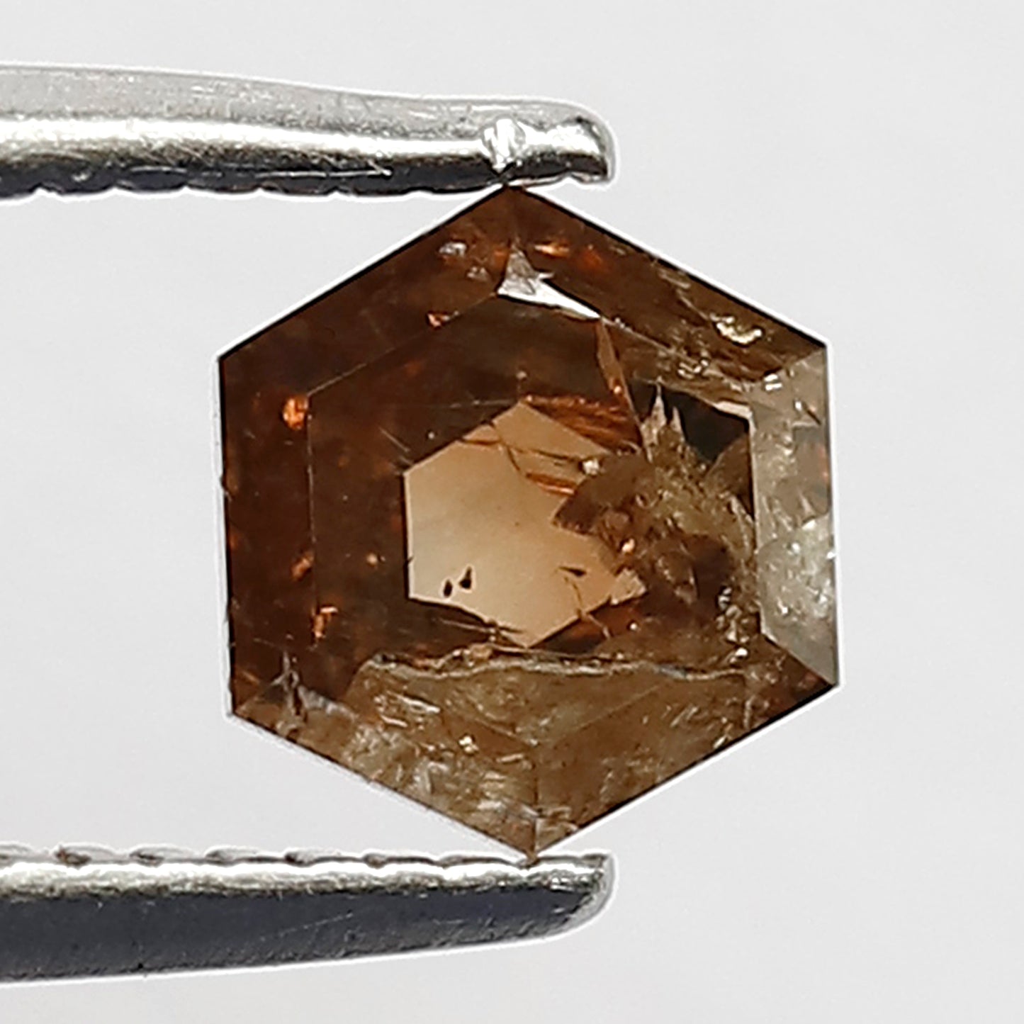 0.74 CT 5MM Fancy Hexagon Shape Salt and Pepper Champagne Color Loose Diamond suitable for Rings