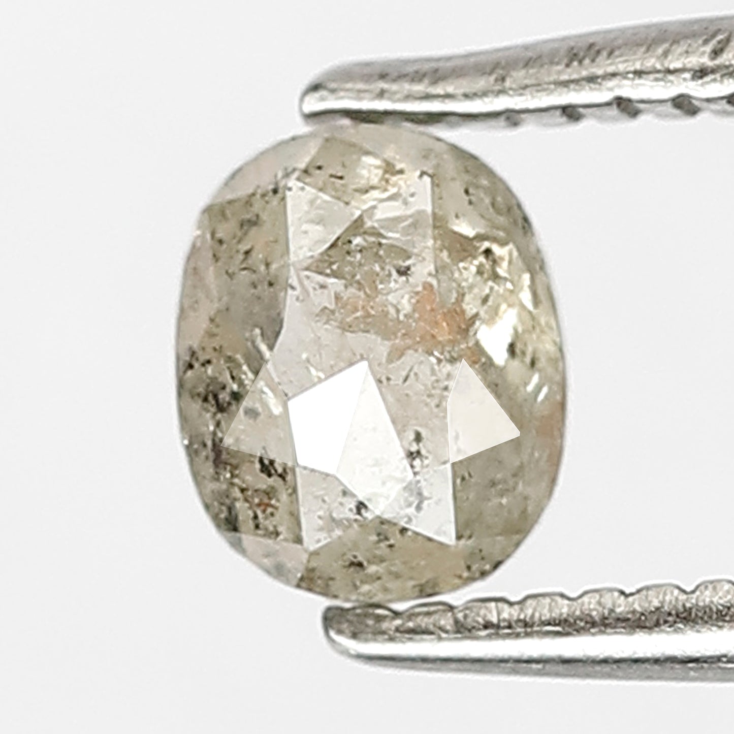 0.53 CT ICY Translucent Oval Shape Natural Loose Diamond, 5 mm Rose cut Fancy Faceted salt and pepper Earth mine Diamond for Engagement Ring