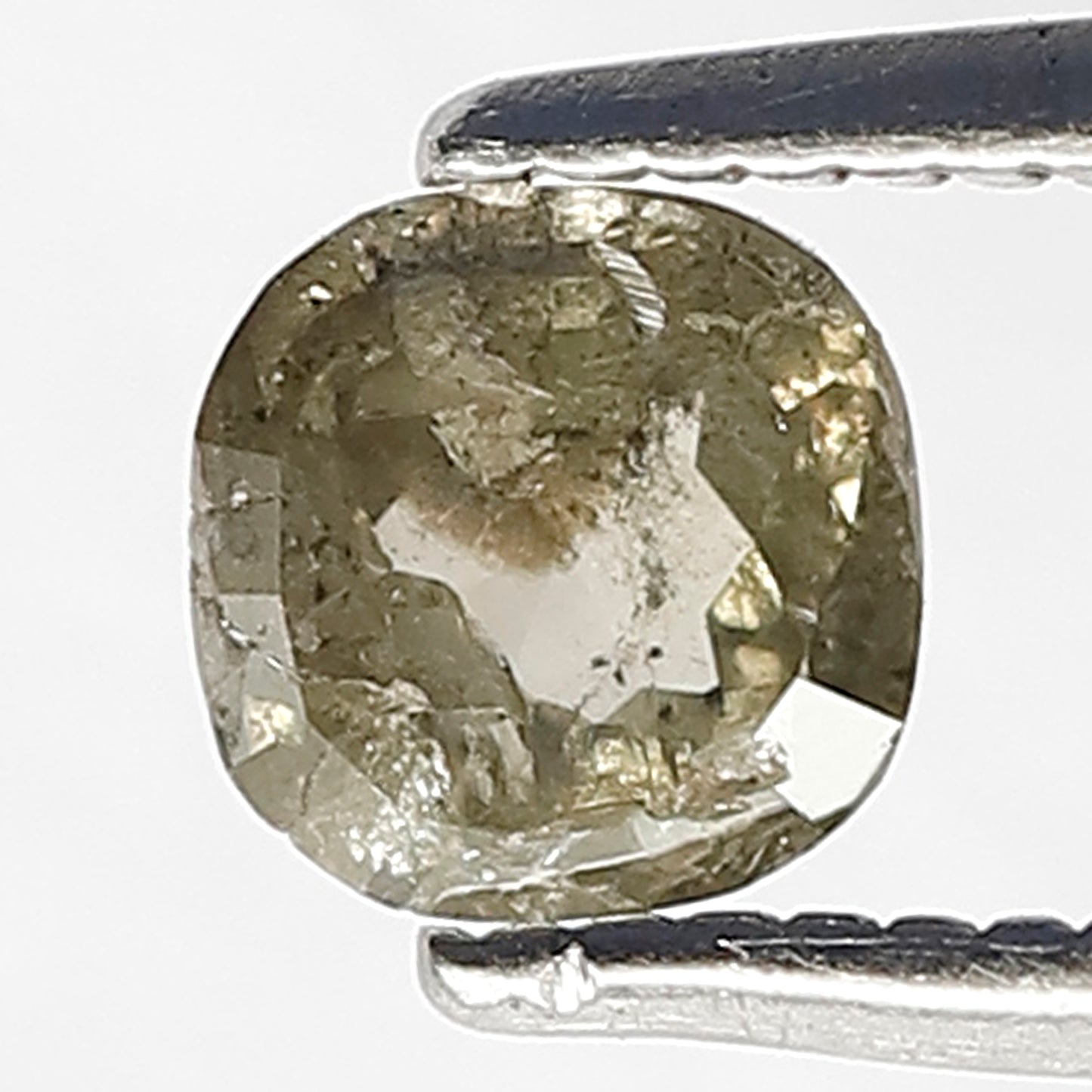 0.52 CT Shiny Greenish Cushion Cut Loose Rustic Salt and Pepper Diamond Half Cut made for Designer Rings