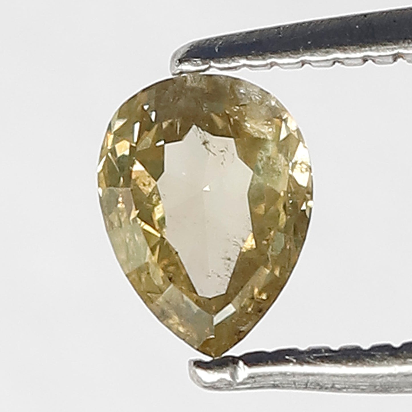 0.50 CT Pointed Transparent Greenish Brown Pear Cut Salt and Pepper Rustic Diamond Polished Back made for Vintage Rings