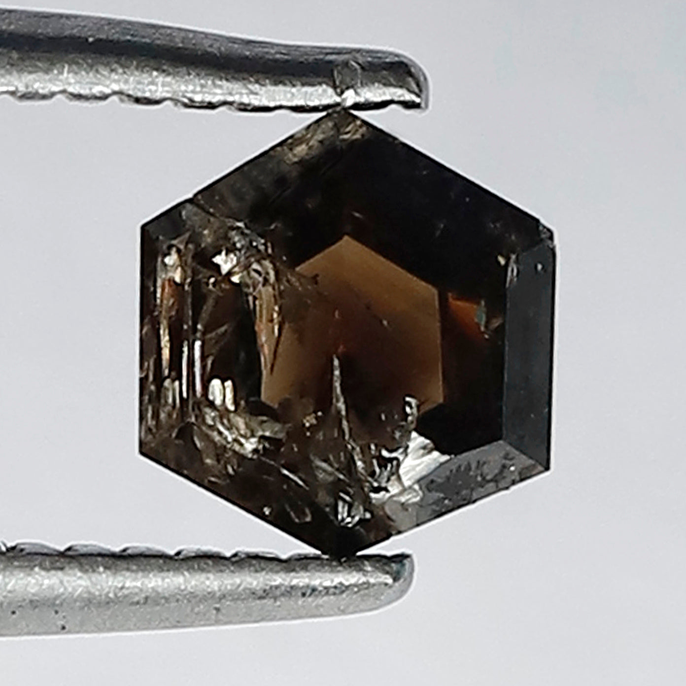 0.61 CT 5.3 MM Fancy Hexagon Deep Brown Salt and Pepper Loose Diamond made for Engagement Ring