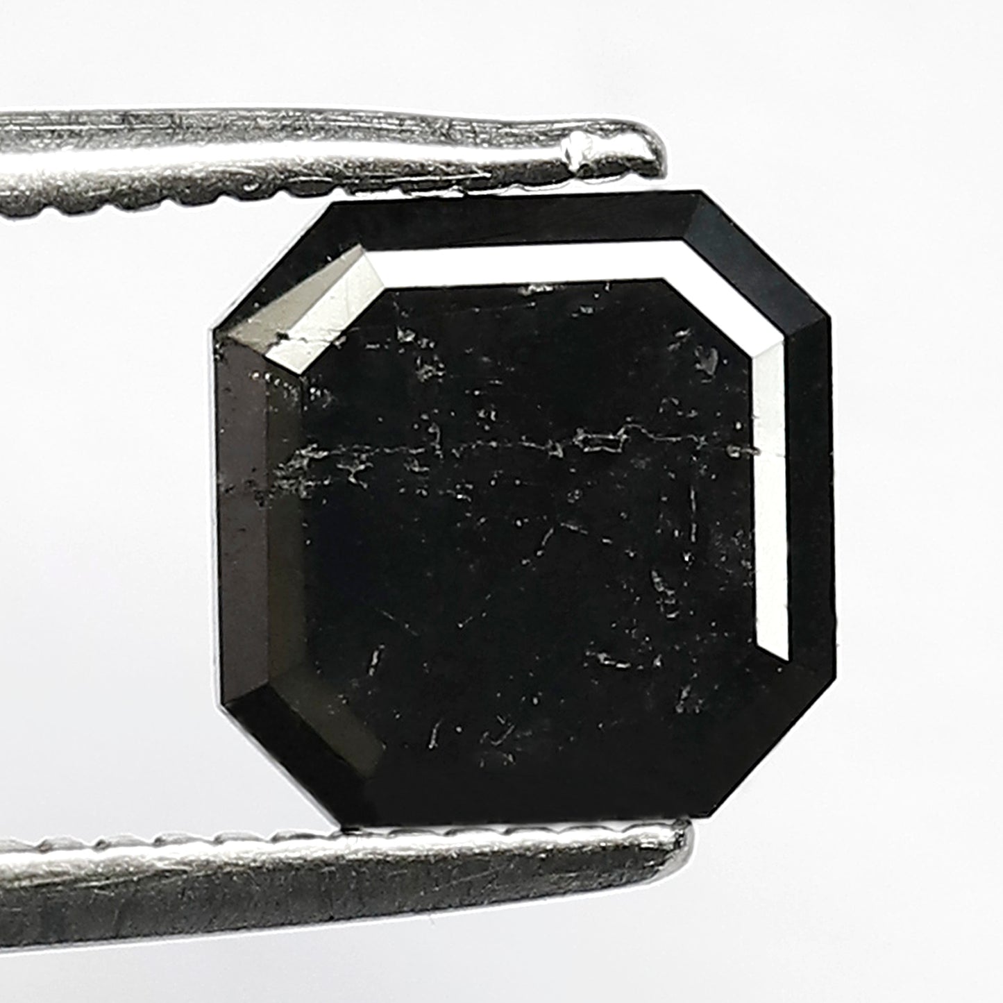 1.73 CT 7 MM Emerald Cut Natural Black Salt and Pepper Loose Diamond for Wedding Rings and Necklace