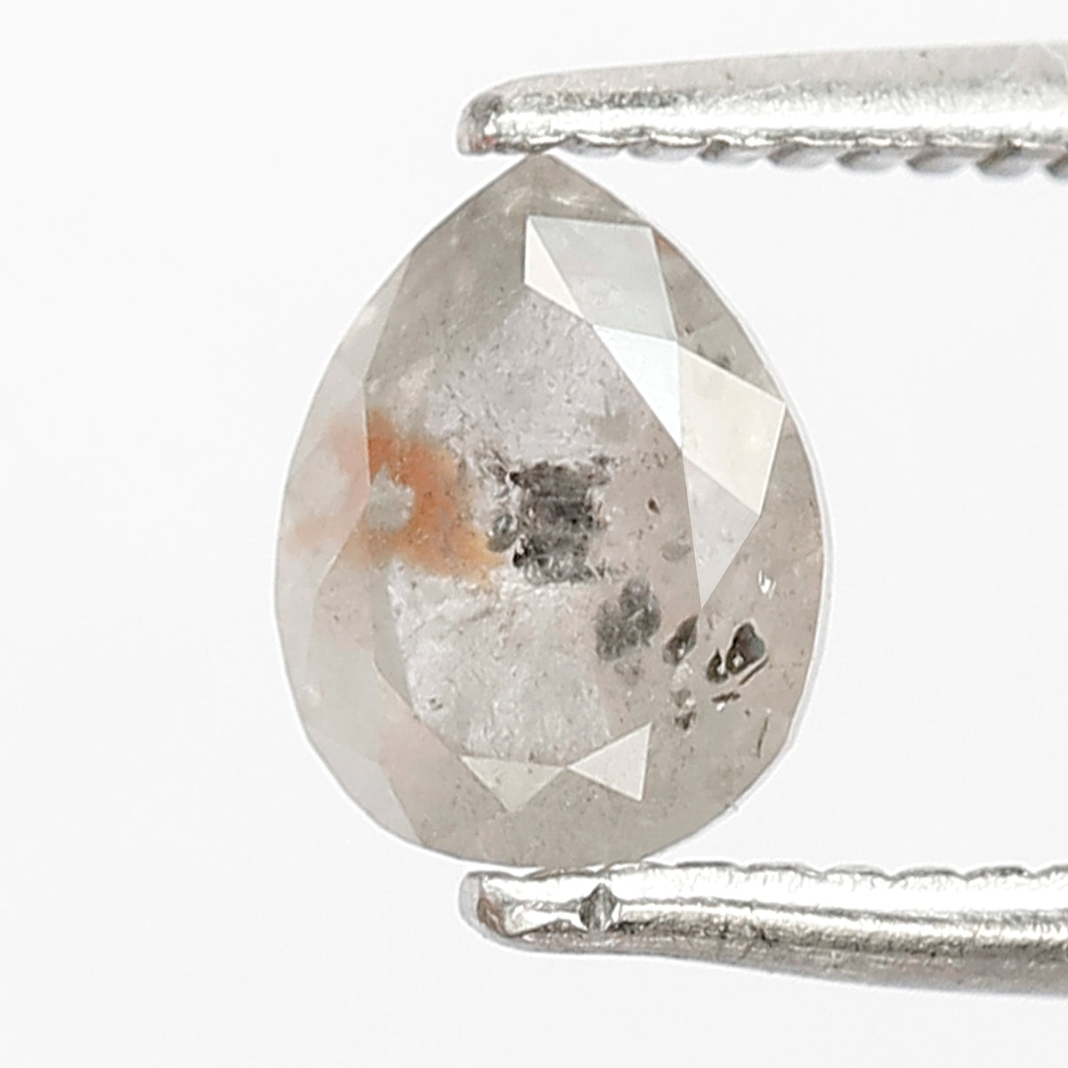 6 MM Natural Grey Brown color Salt and Pepper Diamond 0.79 CT Pear Loose Diamond For Make Diamond Ring